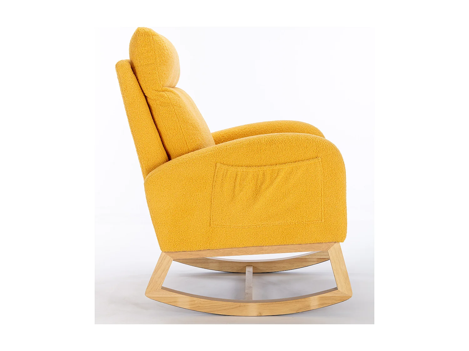 Mecedora moderna de tela afelpada, reposabrazos acolchados y reposapiés retráctil, color amarillo (80 x 71 x 104,5 cm)