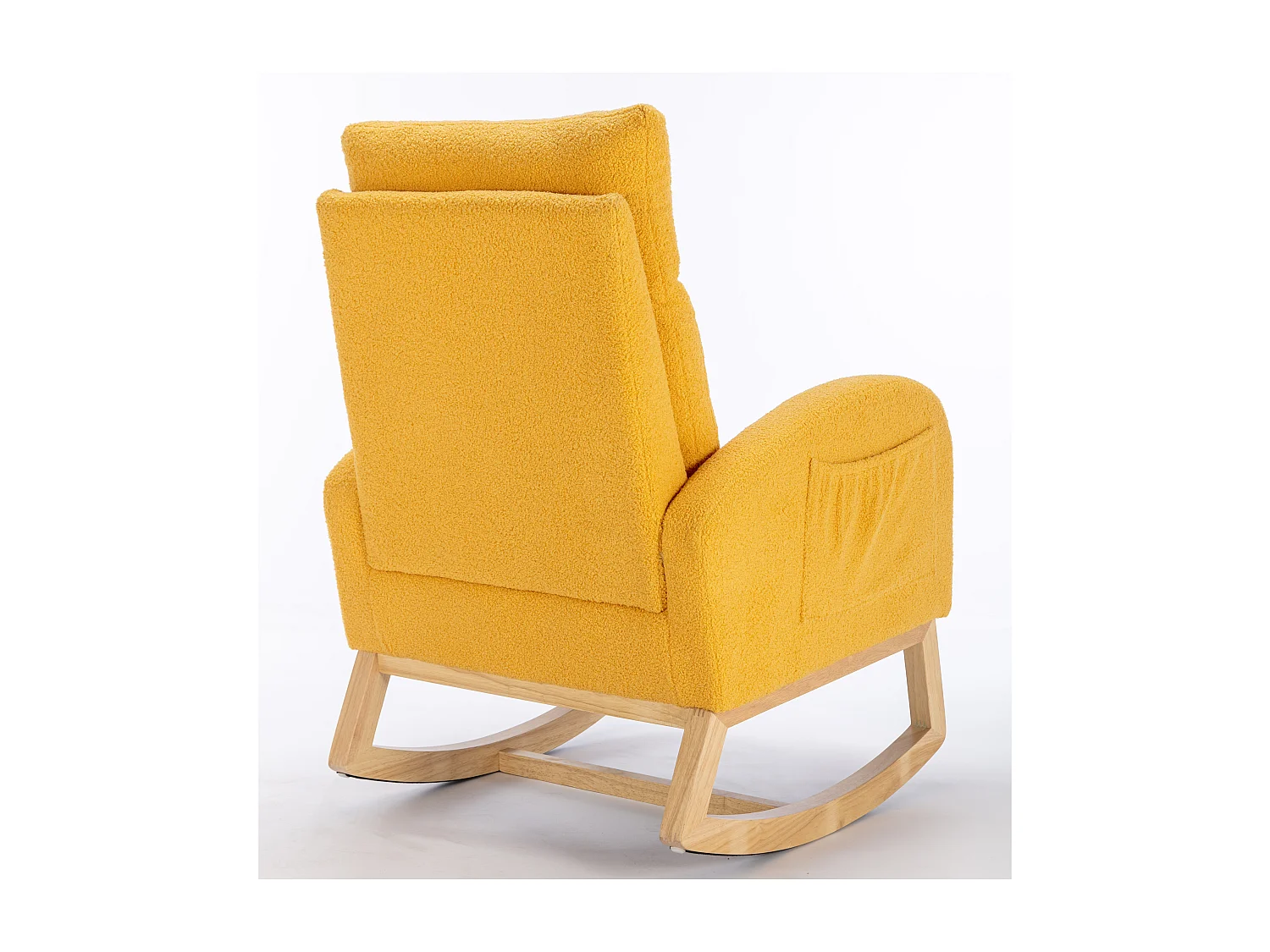 Mecedora moderna de tela afelpada, reposabrazos acolchados y reposapiés retráctil, color amarillo (80 x 71 x 104,5 cm)