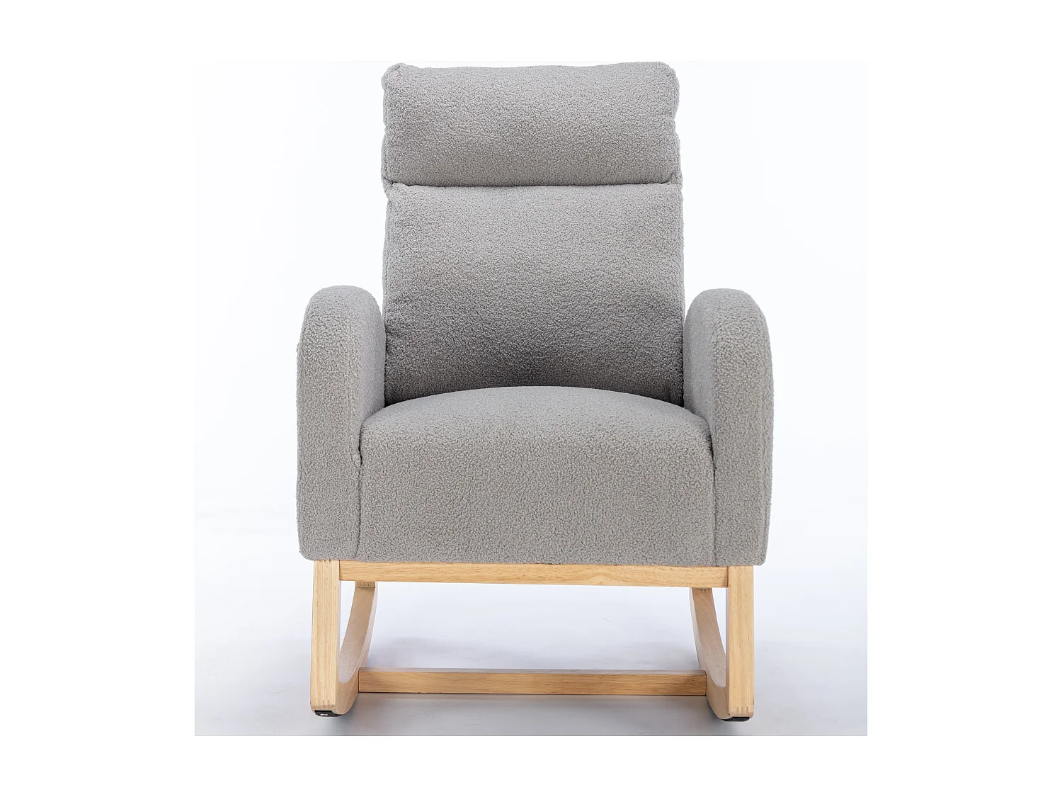 Chaise Berçante Mid-Century Moderne en Tissu Tissu peluche, Accoudoirs Rembourrés, Gris (88x71x104.5 cm)