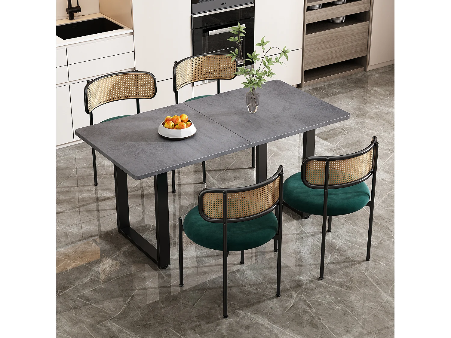 Table à manger industrielle, rectangulaire, table de café, métal, design simple, gris (L128.98 x l73.99 x H22.48 cm)