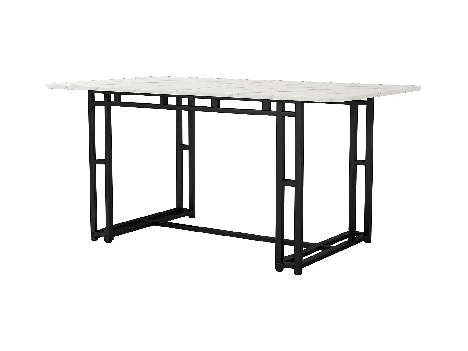 Tavolo da pranzo di lusso leggero, MDF, metallo, bianco e nero (120x70x74 cm)