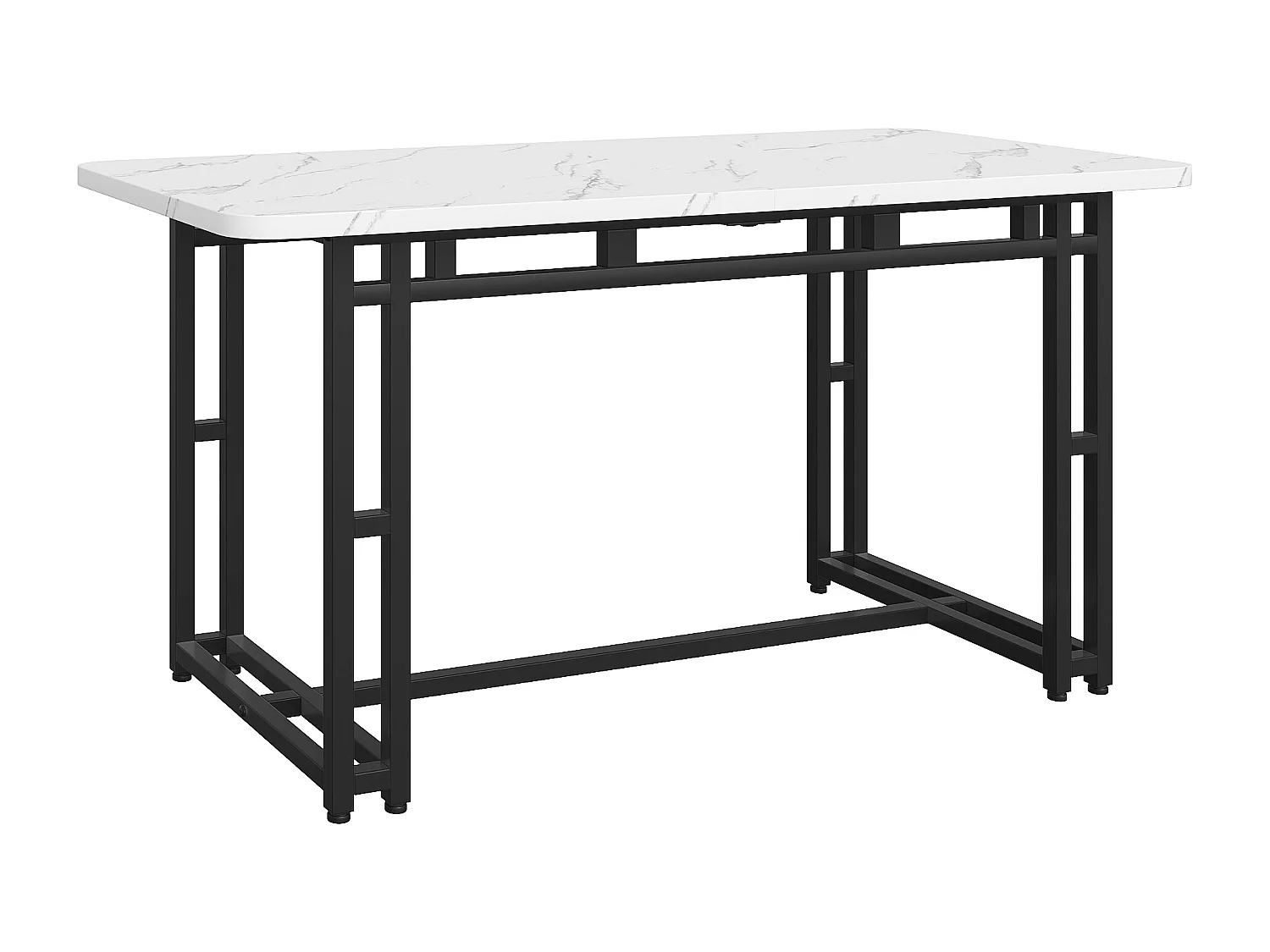 Table de Salle à Manger Luxe Léger, MDF, Métal, Blanc et Noir (120x70x74 cm)