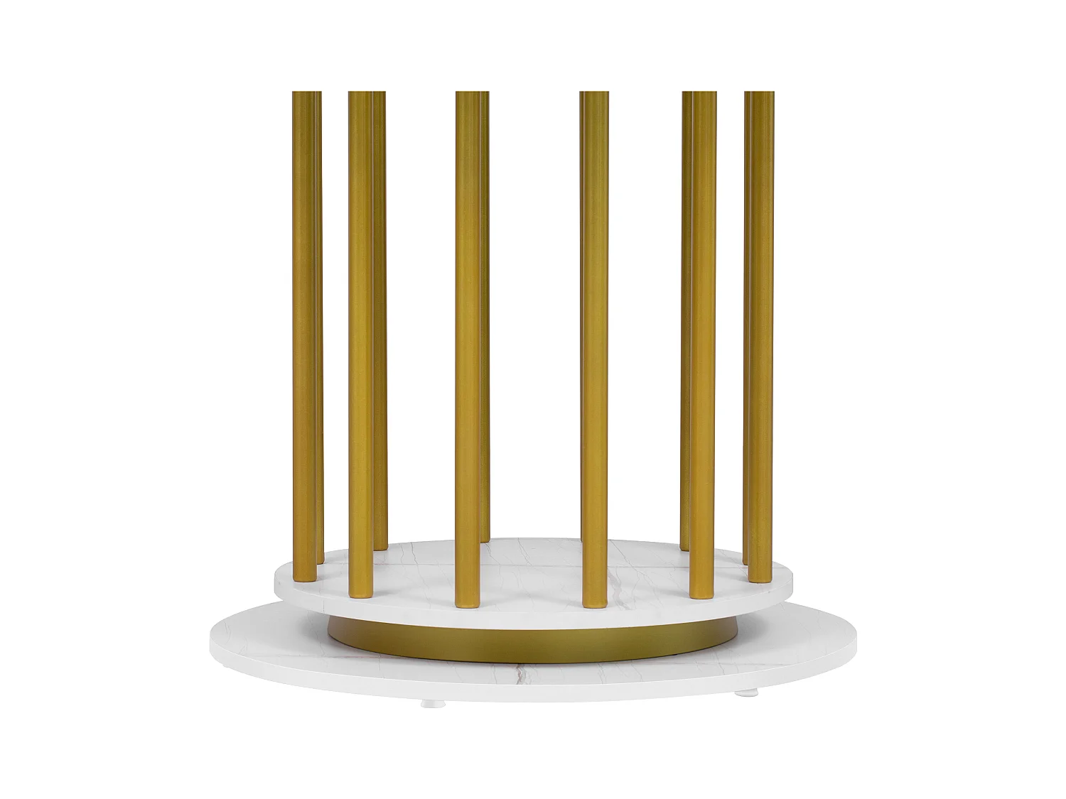 Table de salle à manger ronde effet marbre, design moderne avec pied métallique, idéal pour 2-4 personnes, blanc et or (110x110x74.6 cm)