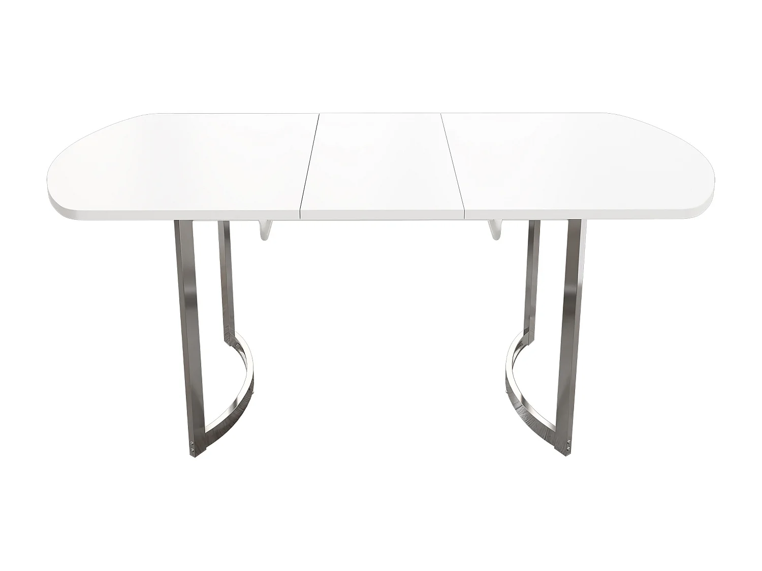 Mesa de comedor extensible, diseño moderno, MDF, blanco, patas de metal plateado (L140-180 x P80 x H75 cm)