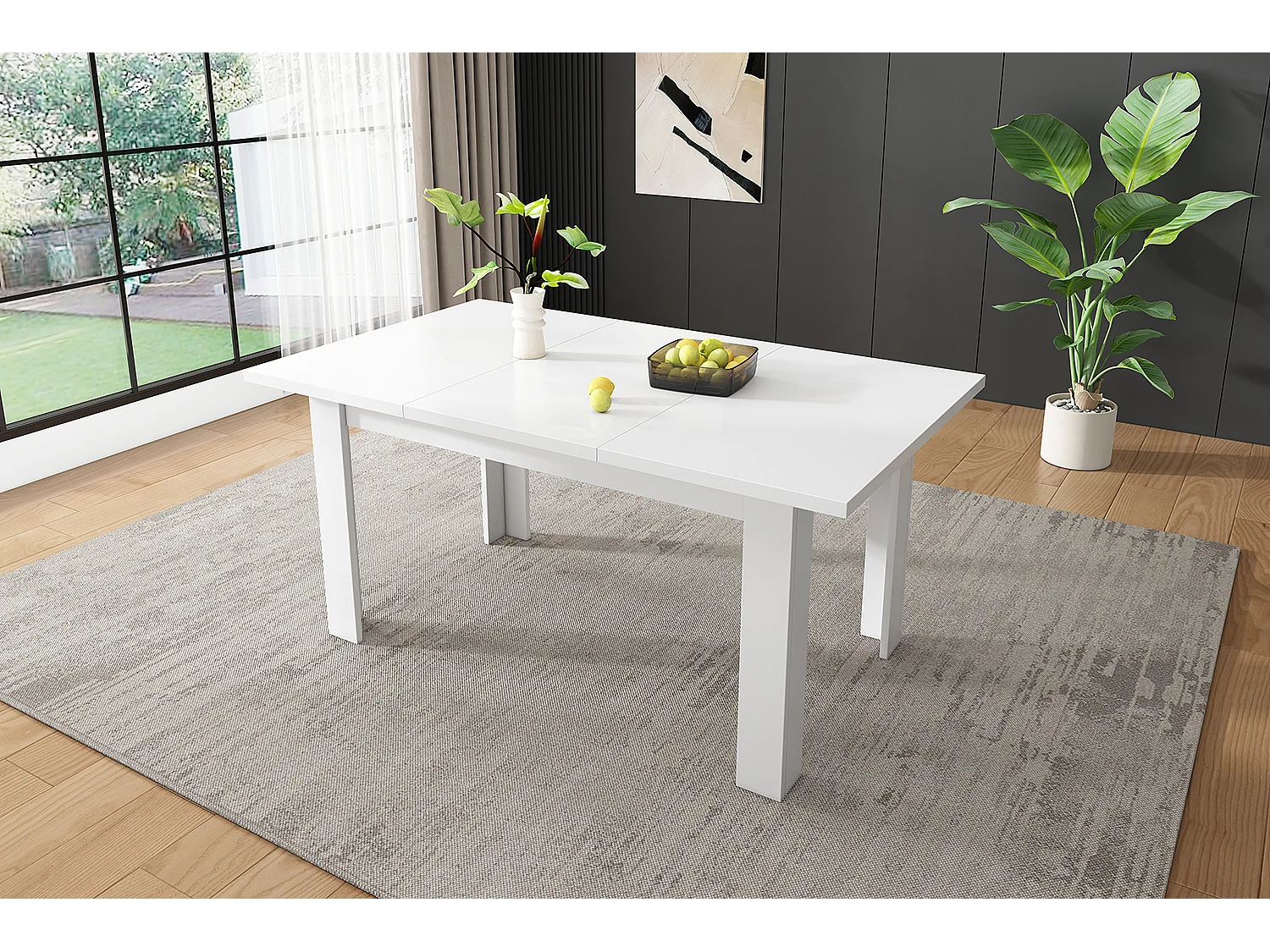 Eettafel 120\70 cm, met opbergruimte, modern design, MDF, wit (120,65x49,53x22,23 cm)