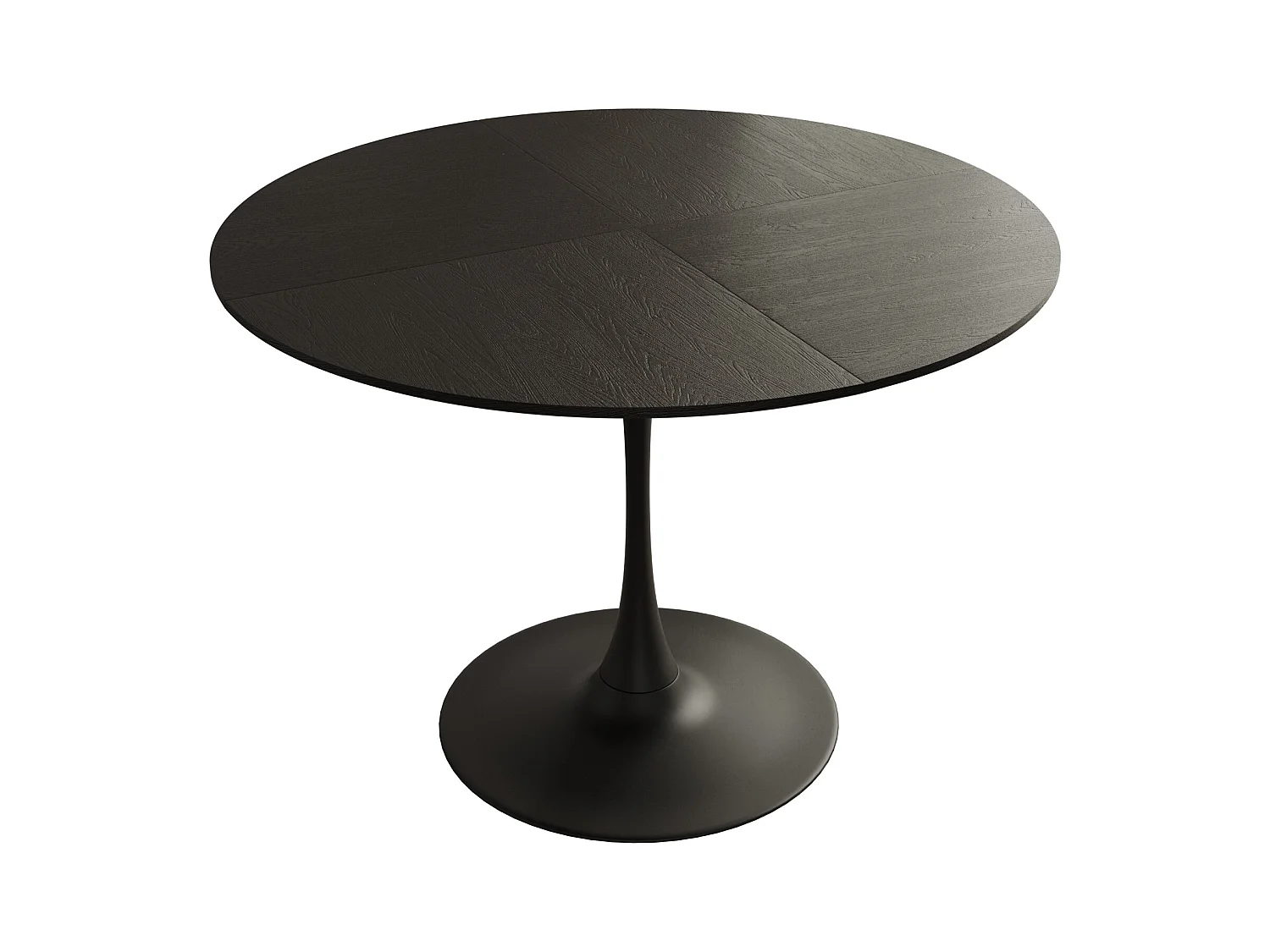 Table à Manger Ronde Moderne, Quatre Plateaux en MDF, Base Métallique, Noire (120x120x75 cm)