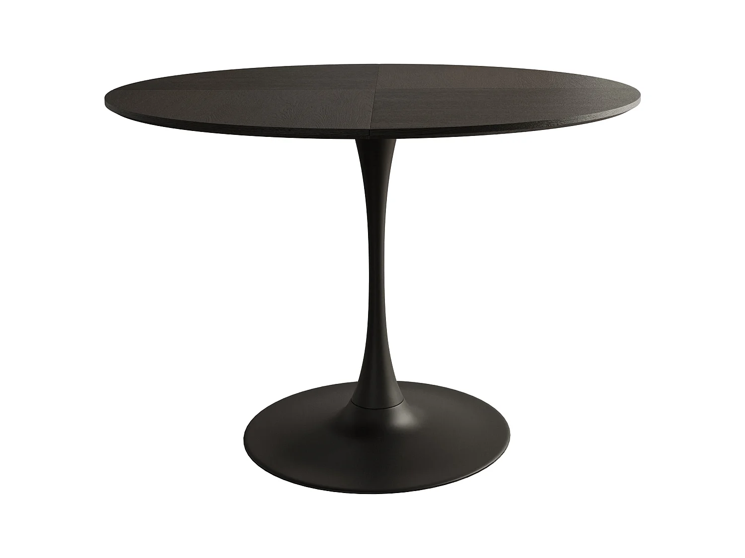 Table à Manger Ronde Moderne, Quatre Plateaux en MDF, Base Métallique, Noire (120x120x75 cm)