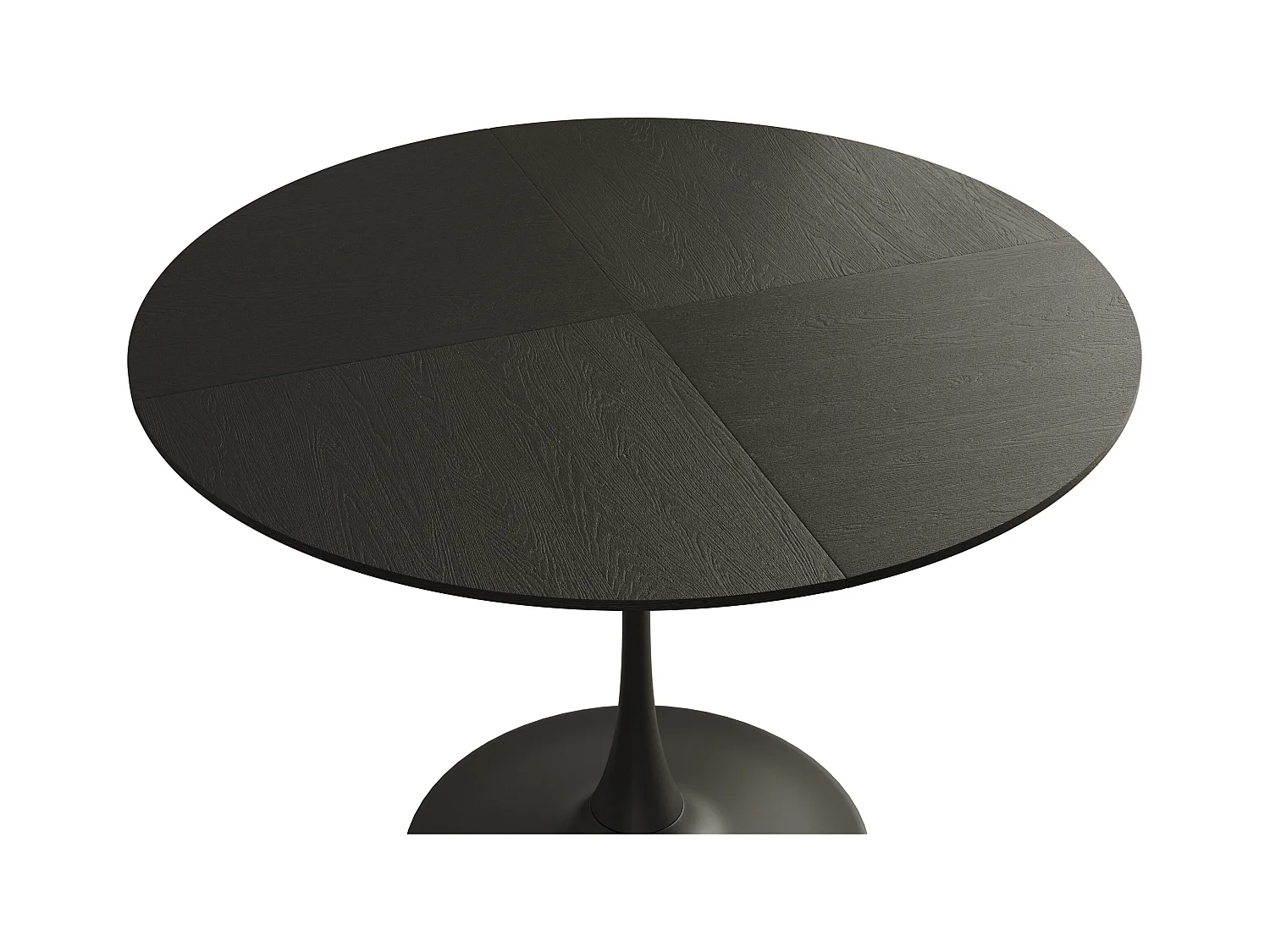 Table à Manger Ronde Moderne, Quatre Plateaux en MDF, Base Métallique, Noire (120x120x75 cm)