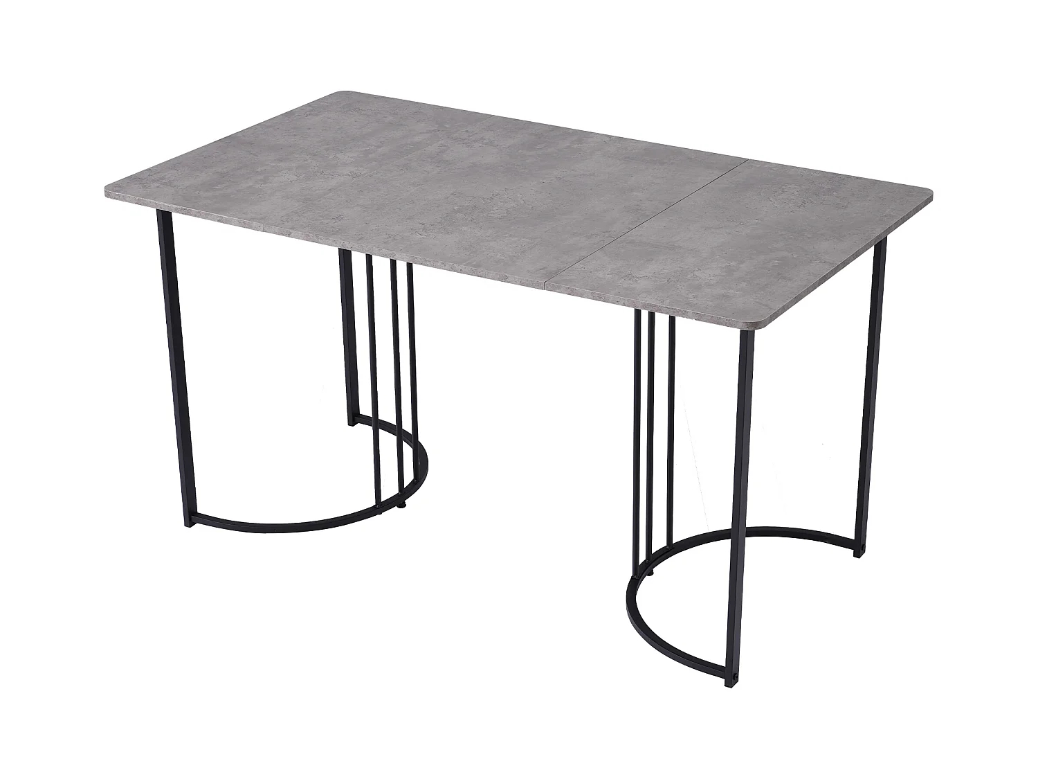 Table de salle à manger moderne 140x80cm, en MDF blanc avec pieds métalliques noirs, surface en marbre (140x80x75 cm)