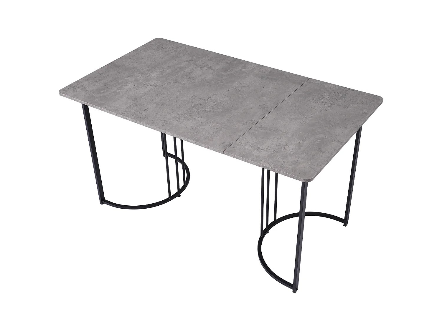 Table de salle à manger moderne 140x80cm, en MDF blanc avec pieds métalliques noirs, surface en marbre (140x80x75 cm)