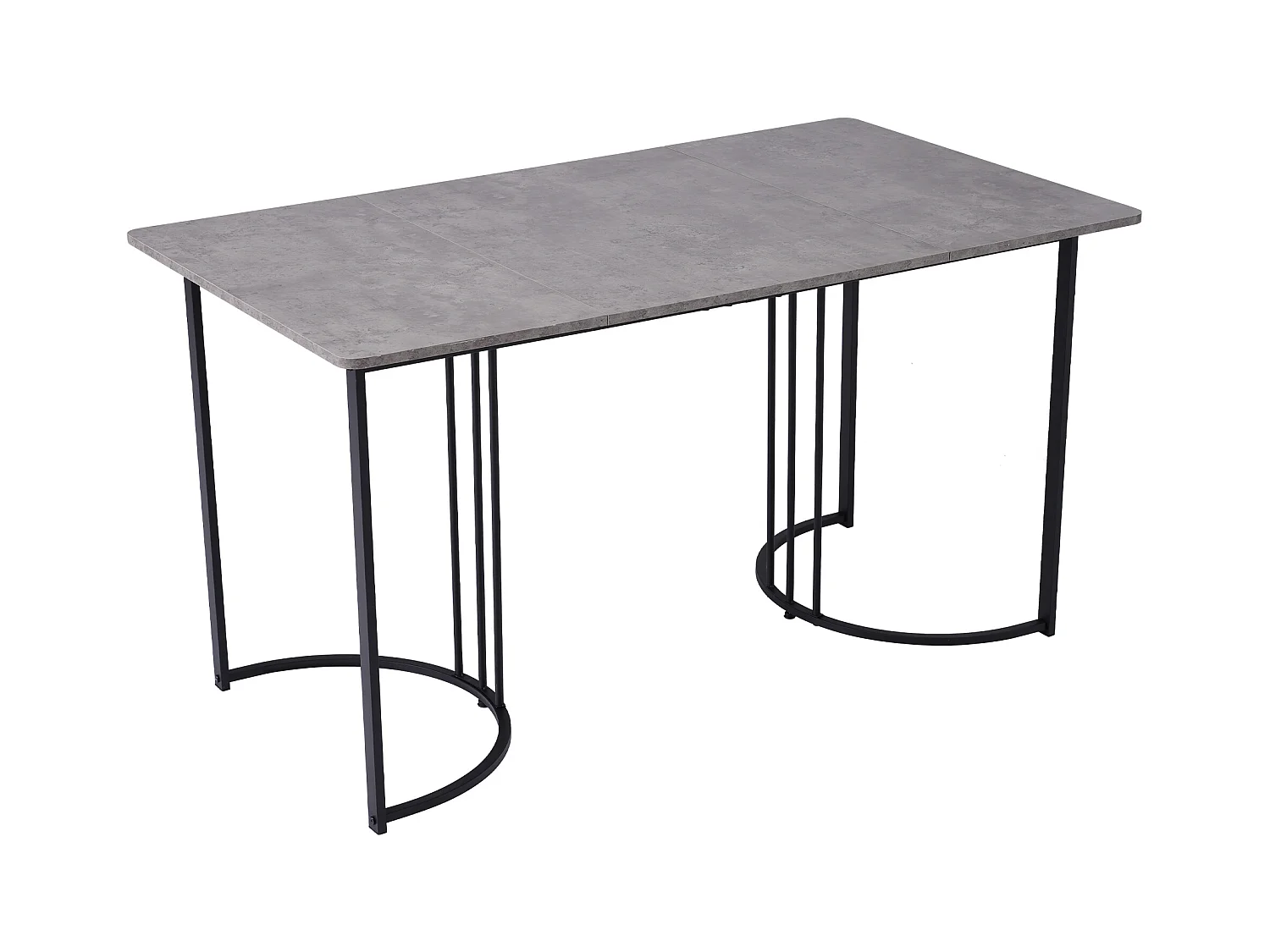 Table de salle à manger moderne 140x80cm, en MDF blanc avec pieds métalliques noirs, surface en marbre (140x80x75 cm)