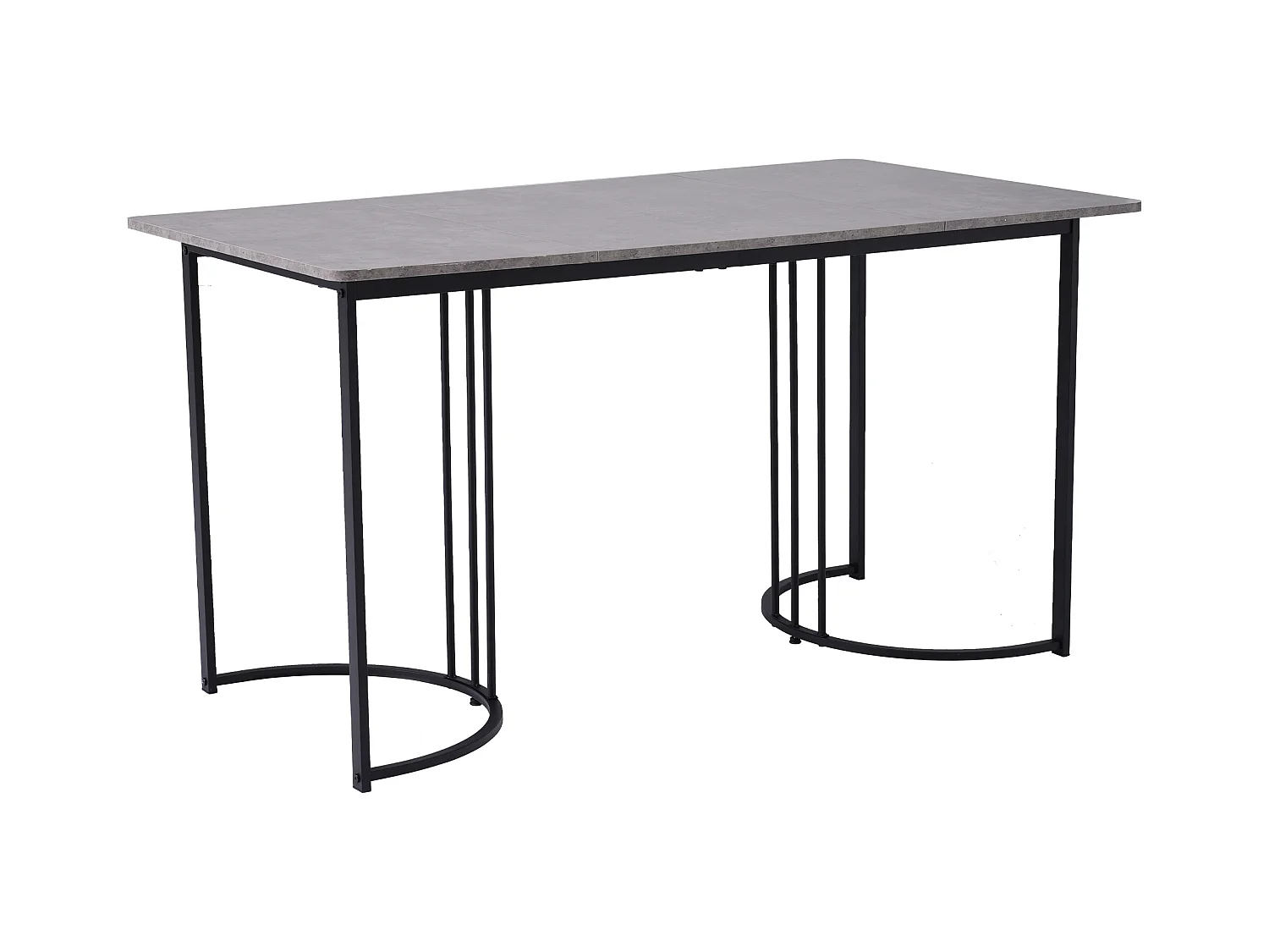 Table de salle à manger moderne 140x80cm, en MDF blanc avec pieds métalliques noirs, surface en marbre (140x80x75 cm)