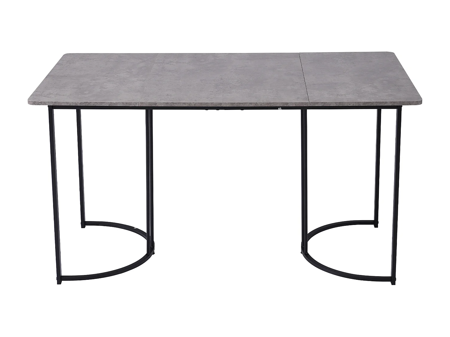 Table de salle à manger moderne 140x80cm, en MDF blanc avec pieds métalliques noirs, surface en marbre (140x80x75 cm)