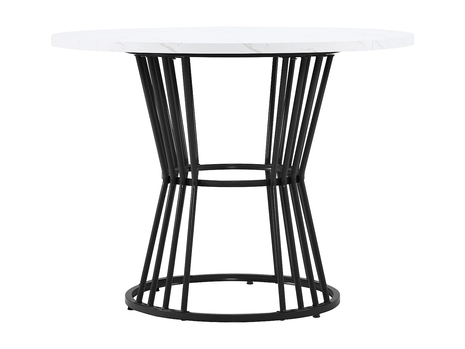 Table à manger ronde en MDF, avec pieds en métal, design moderne, motif marbre, noir (100 cm diamètre)