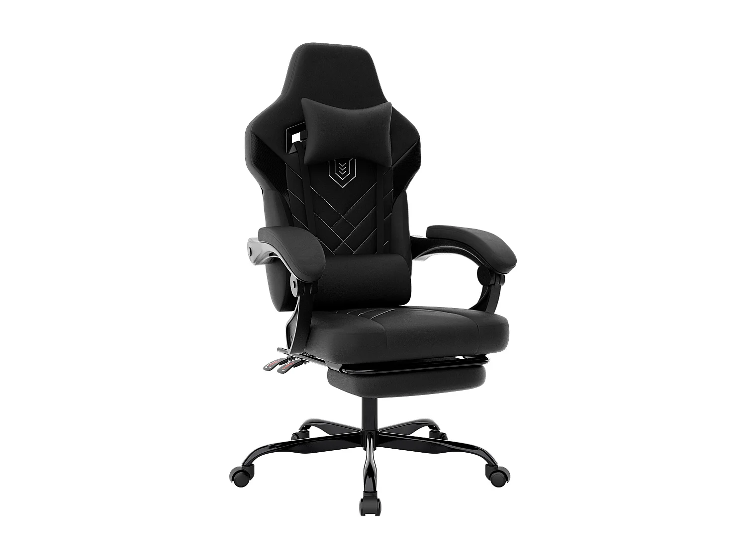 Chaise de jeu ergonomique avec repose-pieds, fauteuil de bureau avec soutien lombaire et tête ajustable, fauteuil noir et rouge (53x50x120 cm)