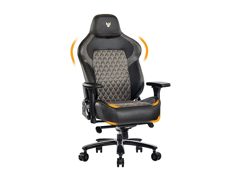 Ergonomische bureaustoel met 4D verstelbare armleuningen, PU, zwart (afmetingen: 68,6 x 68,6 x 129 cm)