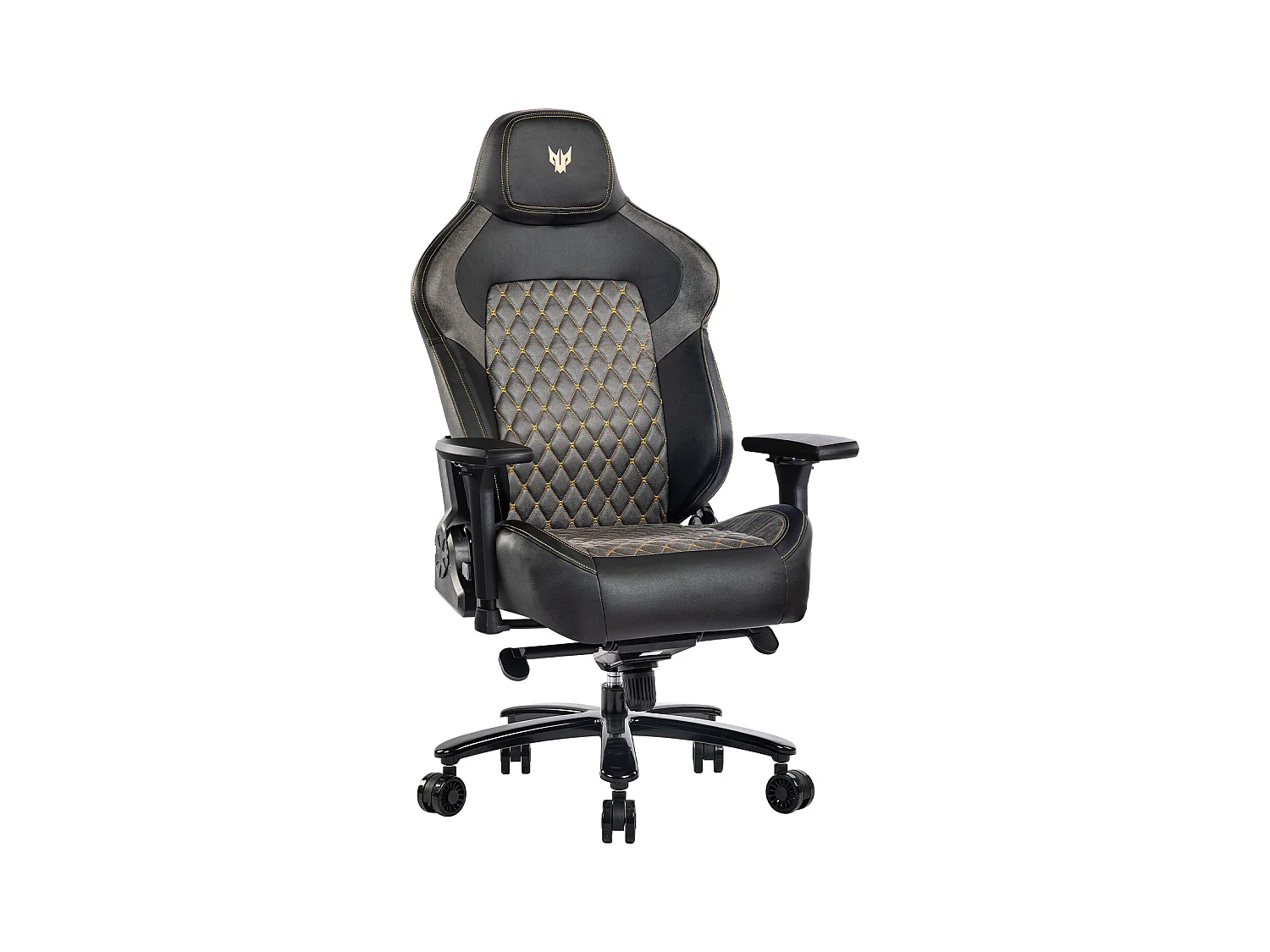 Sedia da ufficio ergonomica con braccioli regolabili 4D, PU, nero (dimensioni: 68,6 x 68,6 x 129 cm)