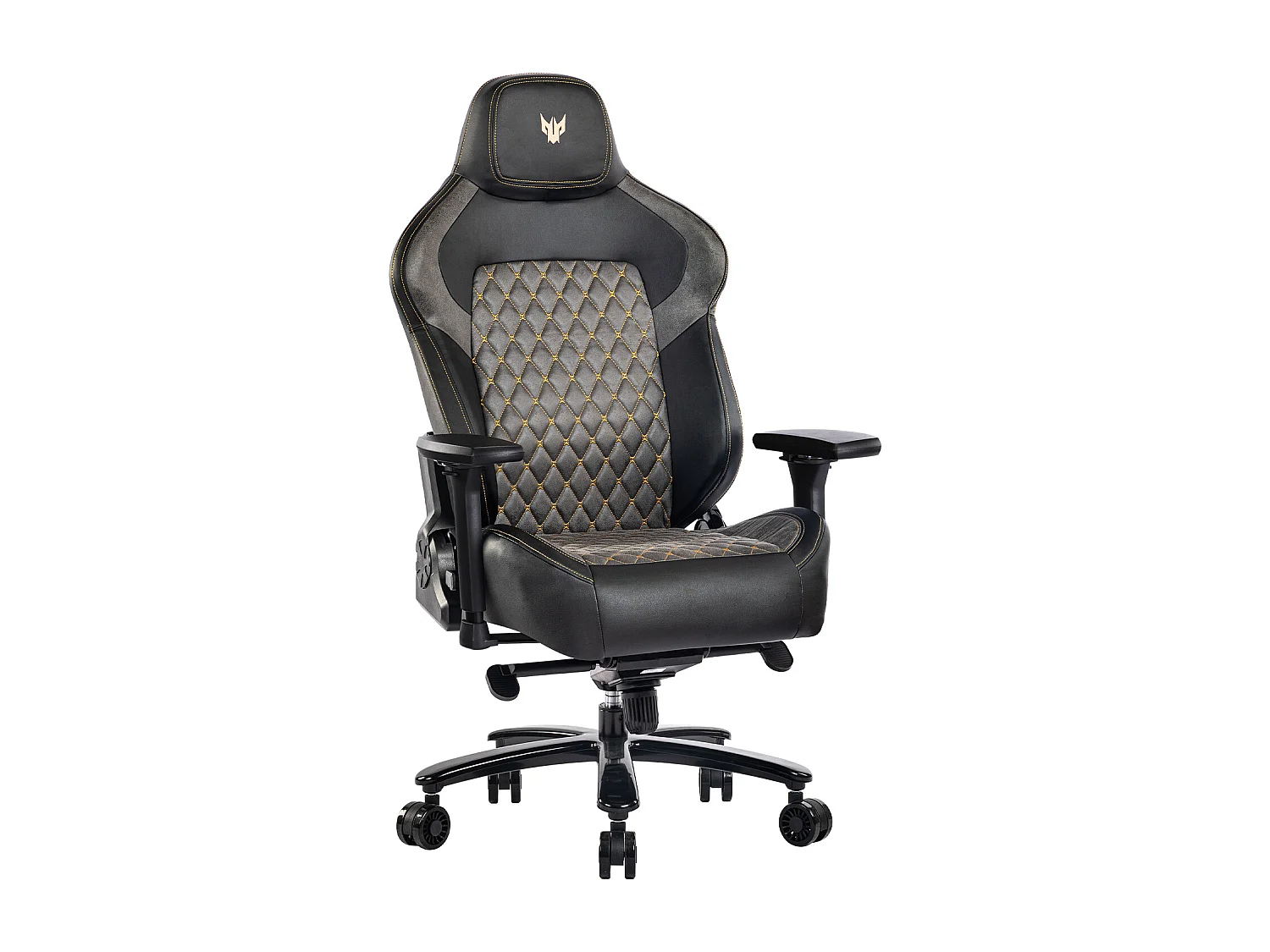 Sedia da ufficio ergonomica con braccioli regolabili 4D, PU, nero (dimensioni: 68,6 x 68,6 x 129 cm)