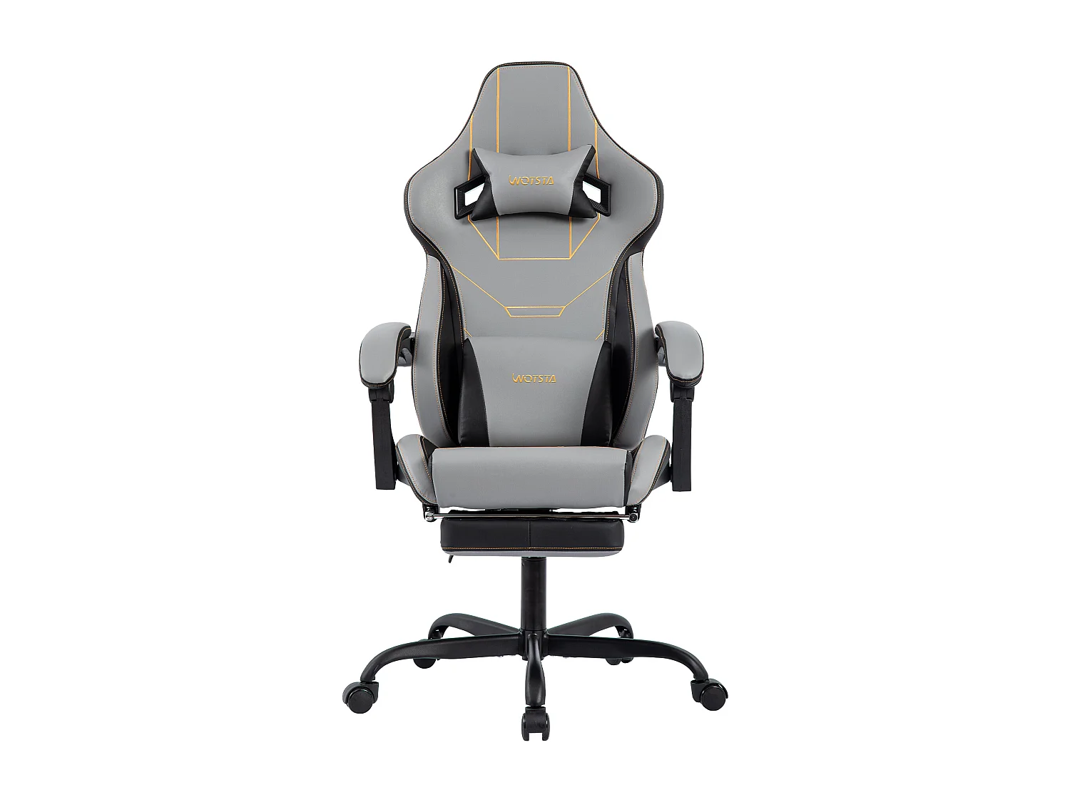 Ergonomische Gaming Stoel, Bureaustoel met Voetensteun, Verstelbare Rugleuning, Lendensteun, Grijs en Beige (52x57x130 cm)