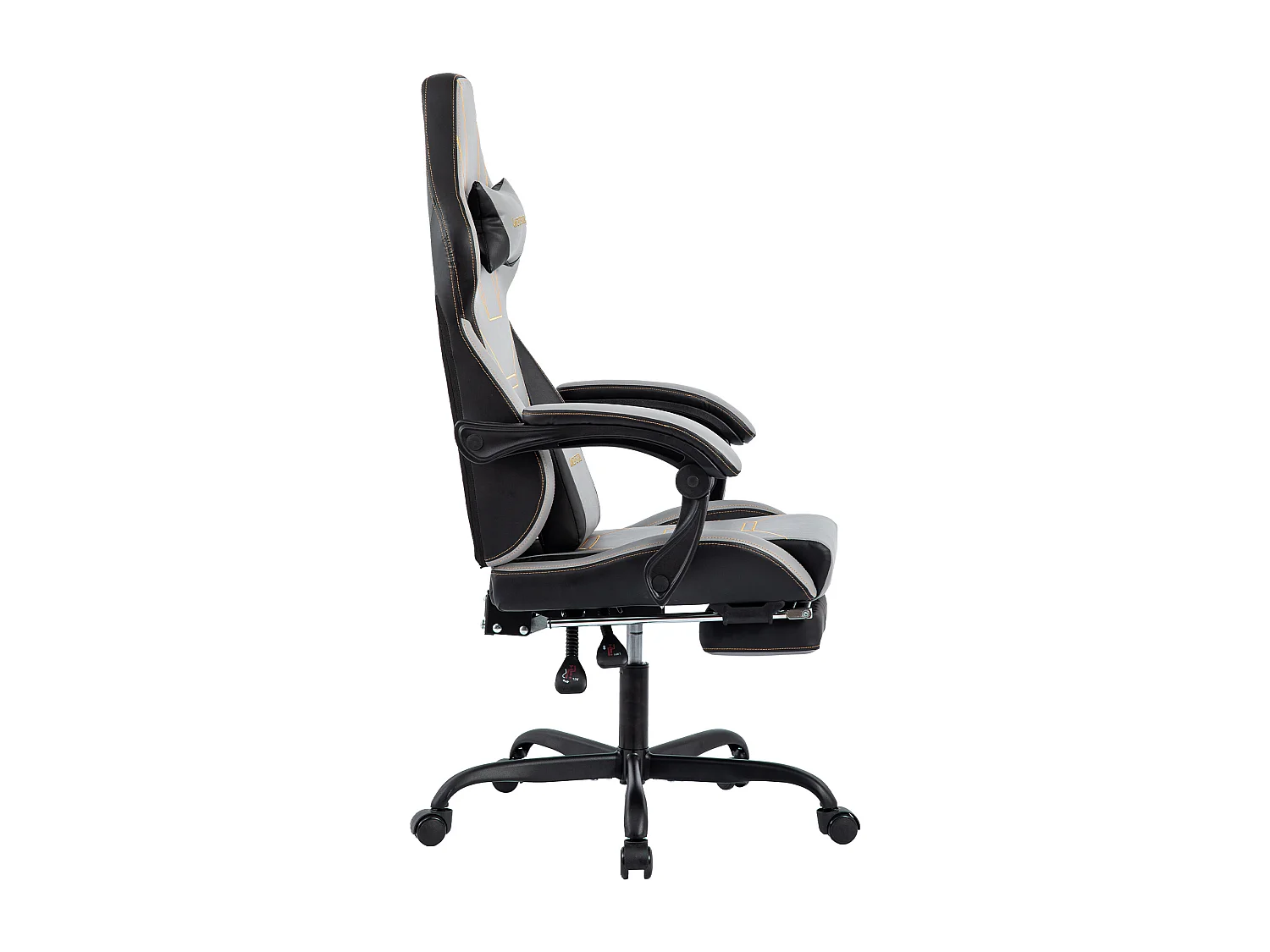 Ergonomische Gaming Stoel, Bureaustoel met Voetensteun, Verstelbare Rugleuning, Lendensteun, Grijs en Beige (52x57x130 cm)