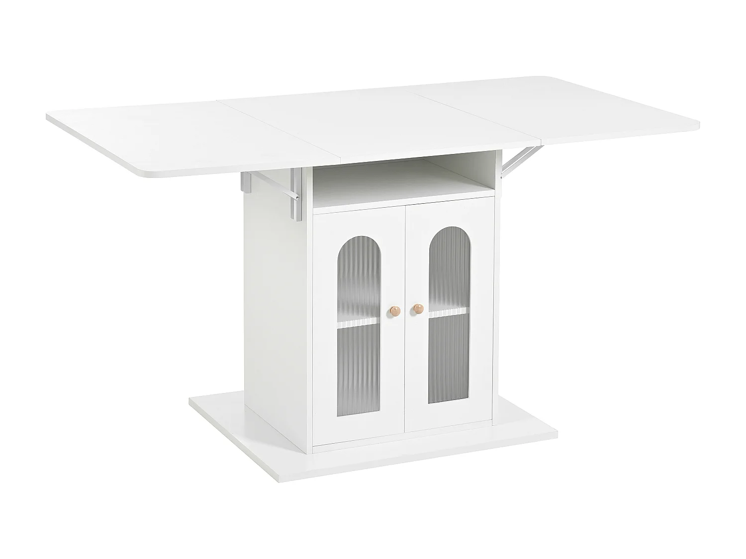 Table à Manger Pliable Moderne avec LED, Fonction de Changement de Couleur, Espace de Rangement Intégré, Plateau Extensible 140×78 cm (140×78 cm)