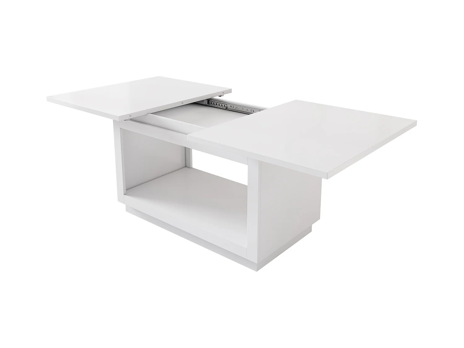Table à manger extensible, table carrée, table basse, blanc, MDF, (140/180x70x76.5 cm)