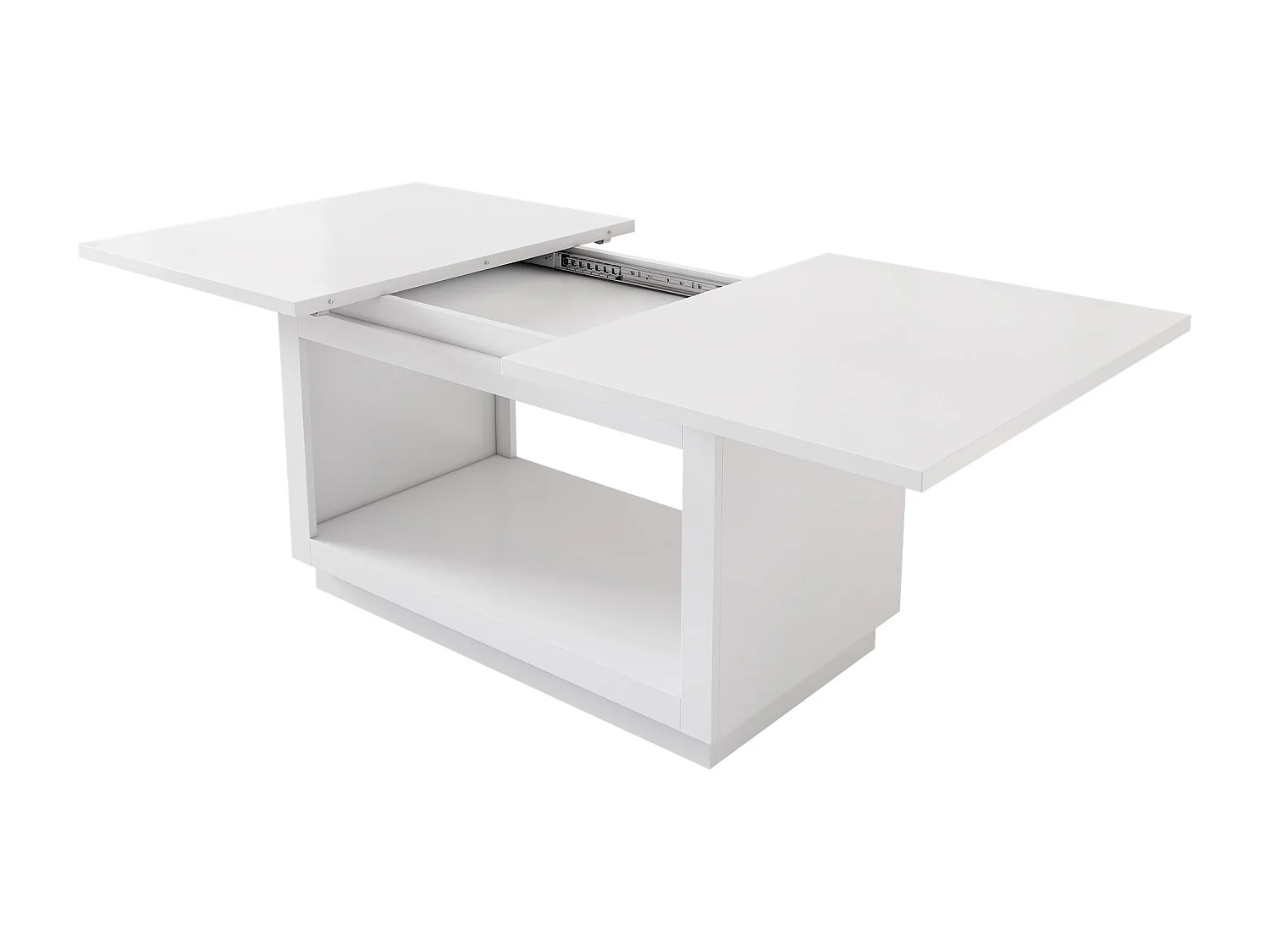 Table à manger extensible, table carrée, table basse, blanc, MDF, (140/180x70x76.5 cm)