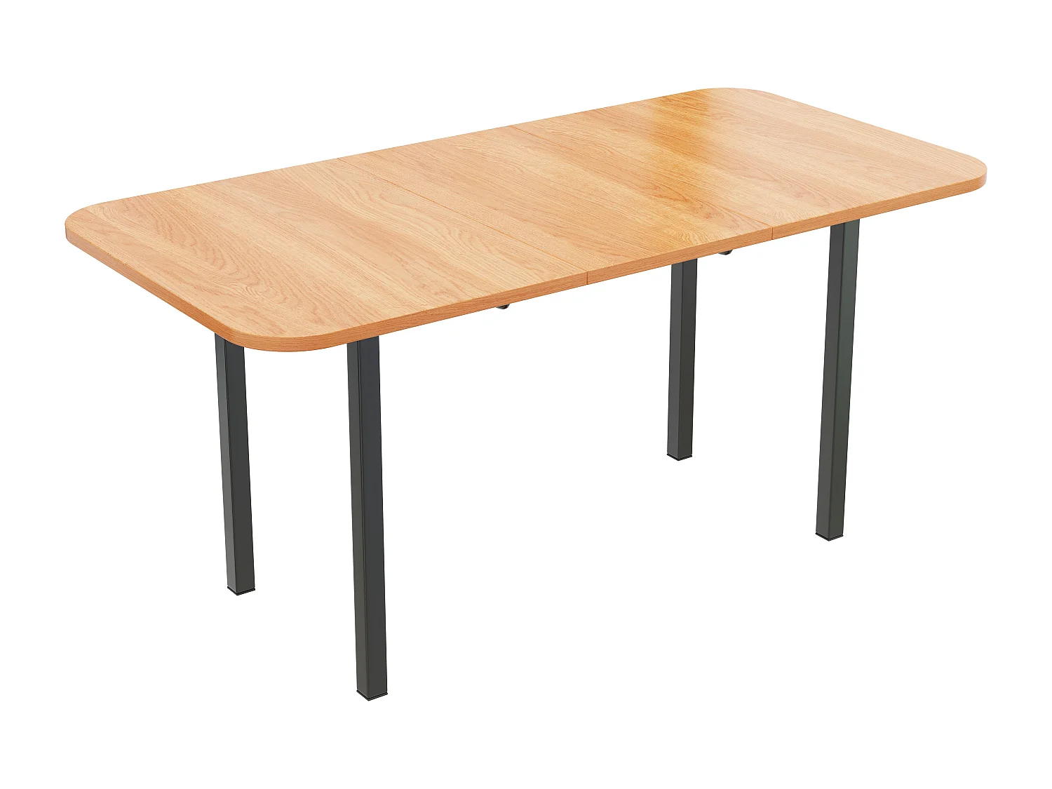 Table à manger extensible, design moderne, MDF, finition bois naturel + pieds métalliques argentés, pour 4-6 personnes (L120-160 x P80 x H75 cm)
