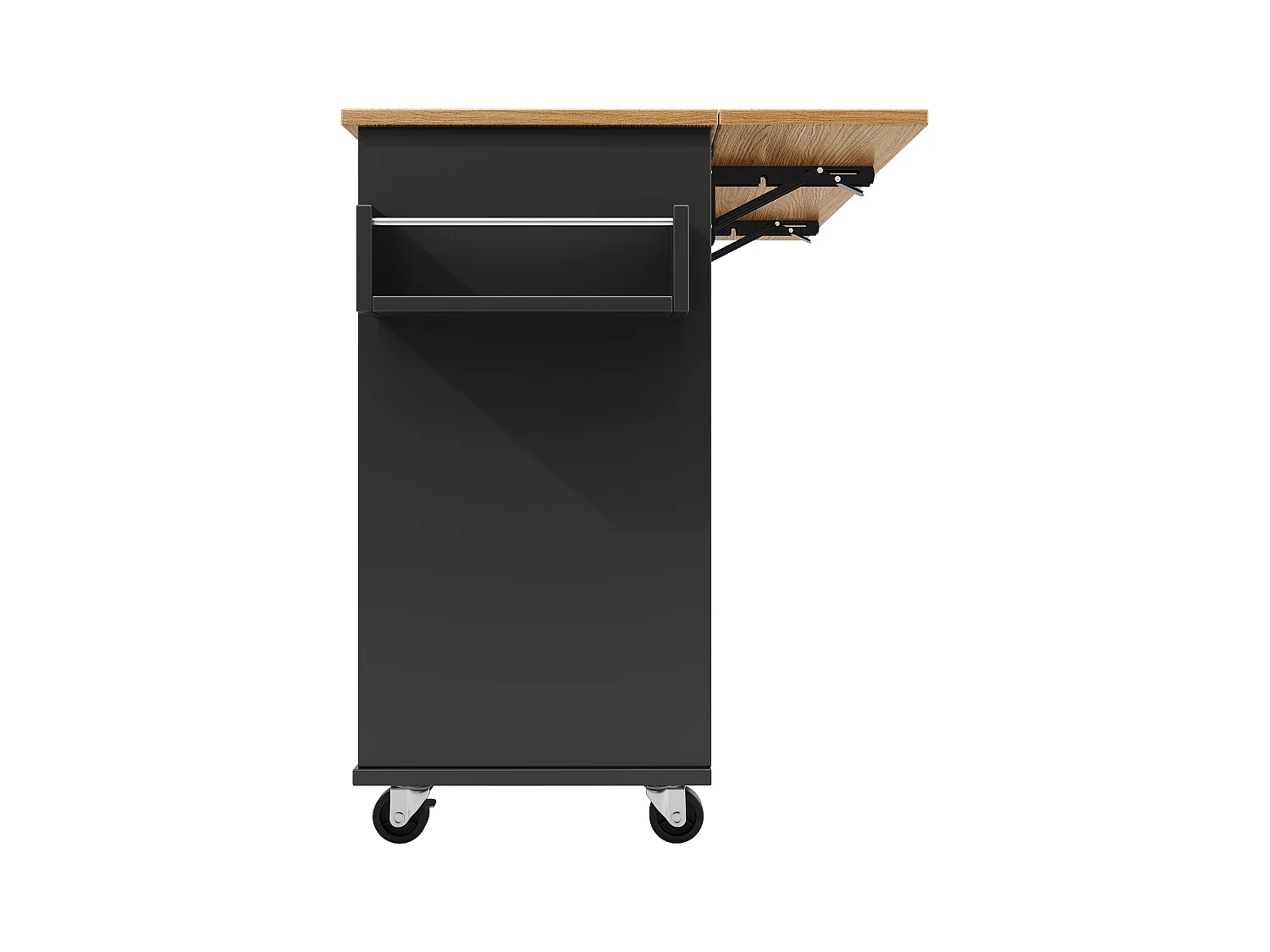 Îlot de cuisine multifonction, meuble de rangement, avec étagères et roulettes, MDF, noir (142x63x87 cm)