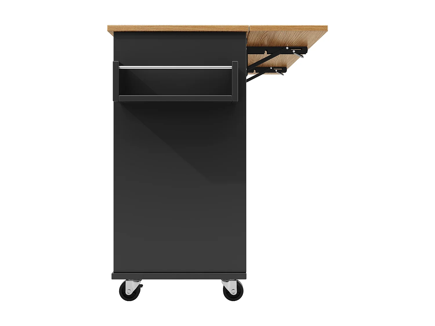 Îlot de cuisine multifonction, meuble de rangement, avec étagères et roulettes, MDF, noir (142x63x87 cm)