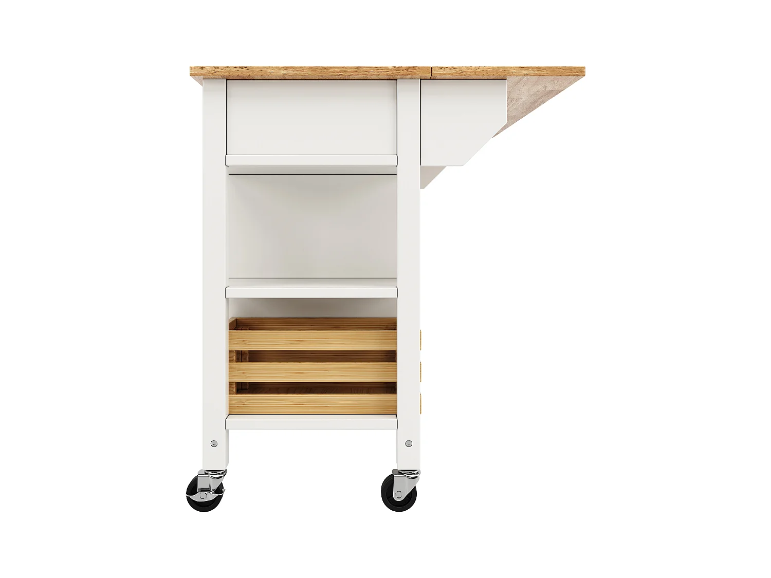 Îlot de cuisine moderne avec plateau en faux marbre, 3 tiroirs, rangement multifonctionnel, avec panier en pin, blanc (120x45x90 cm)