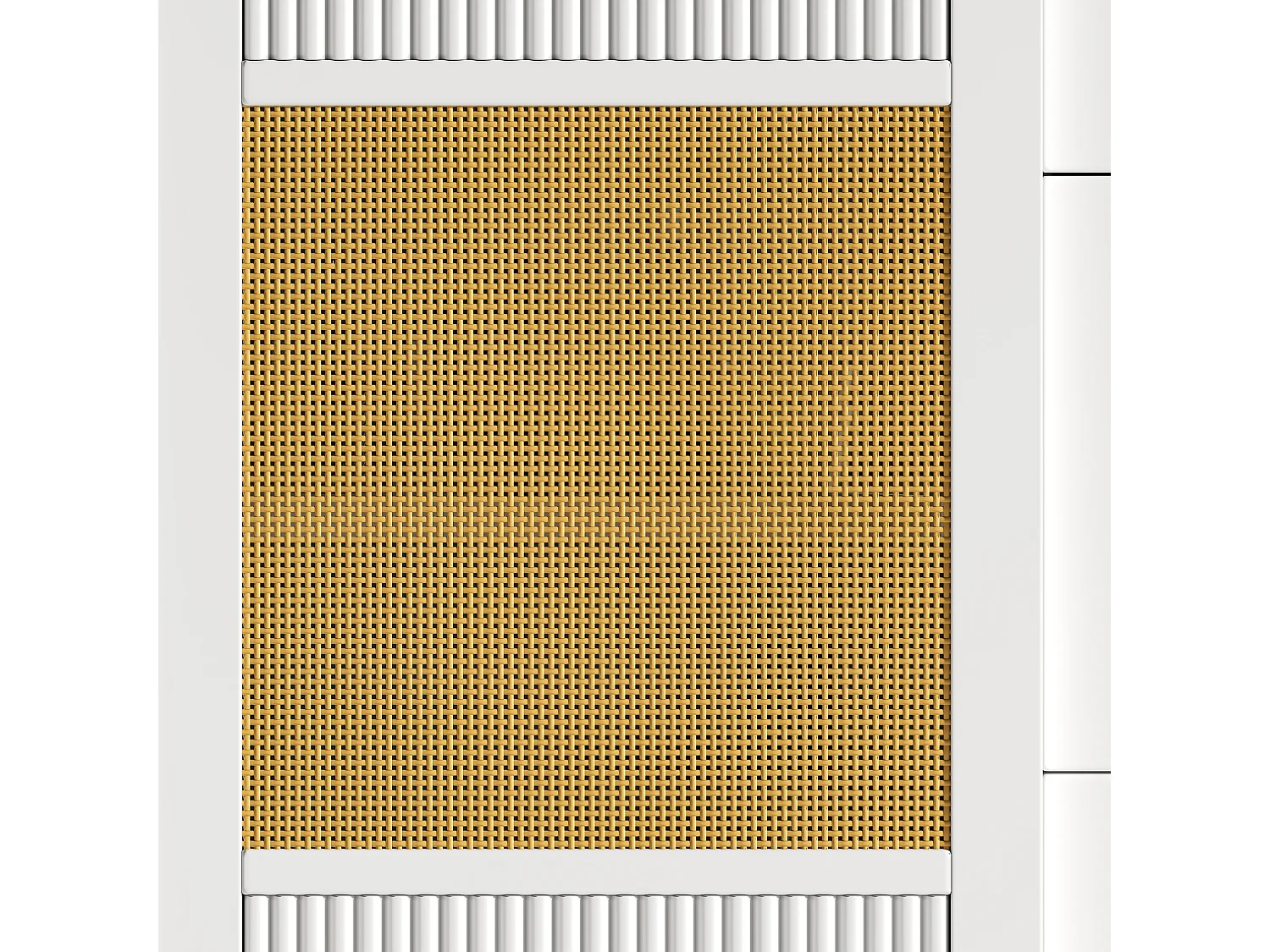 Îlot de cuisine avec espace de rangement, MDF et métal, blanc, avec roulettes et étagères ajustables (146.85x70x90 cm)