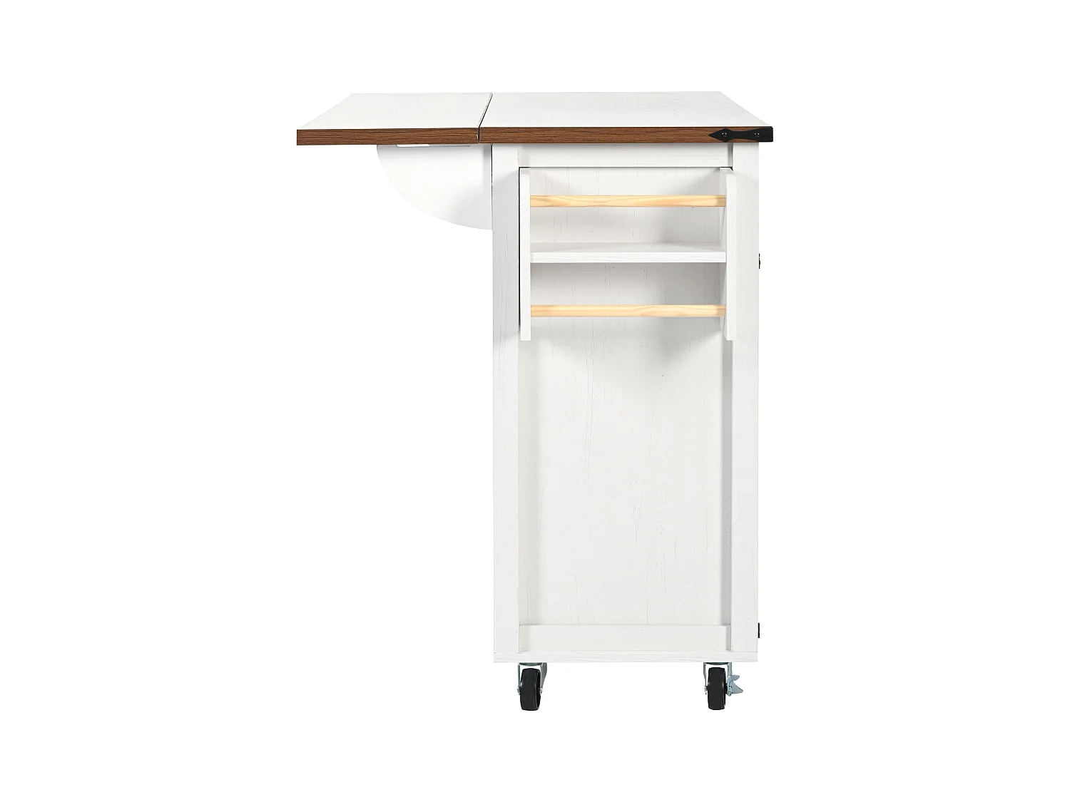 Îlot de cuisine avec plan de travail extensible, chariot de service avec 4 portes et 2 tiroirs, MDF beige et bois (140x45x92.5 cm)