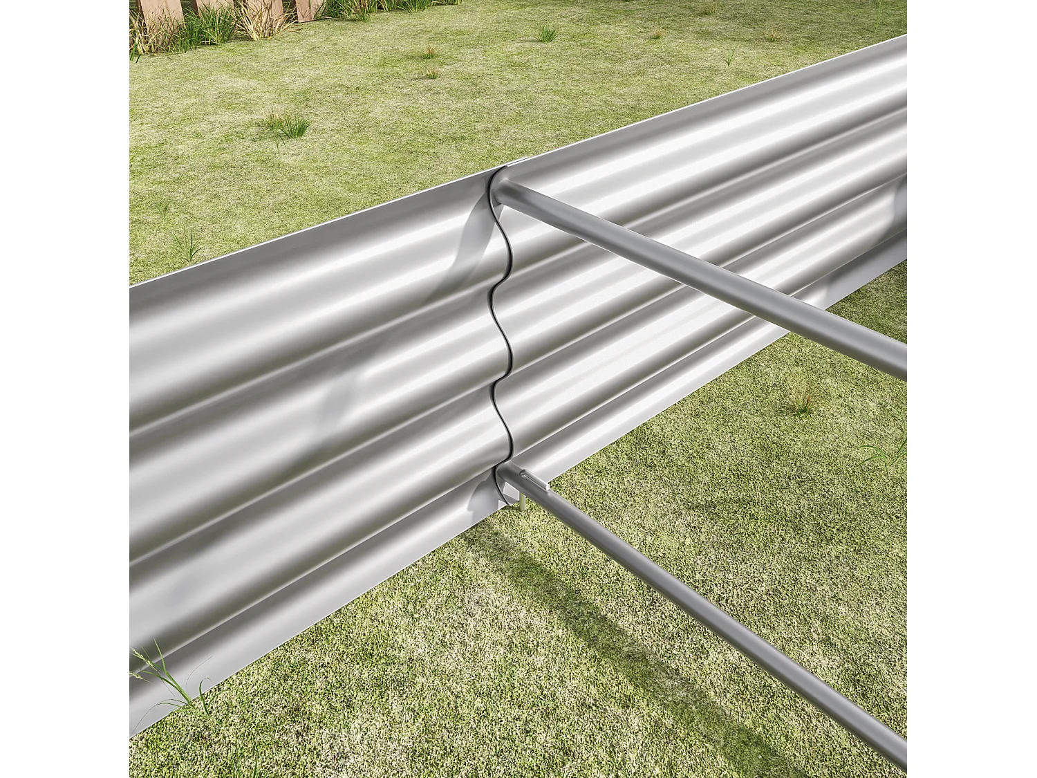 Jardinière en métal, acier galvanisé, sans fond, pour légumes, herbes et fleurs, argenté (180x90x30 cm)