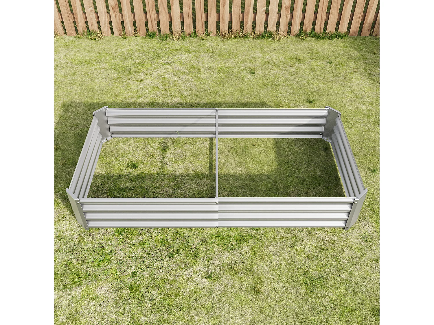 Jardinière en métal, acier galvanisé, sans fond, pour légumes, herbes et fleurs, argenté (180x90x30 cm)