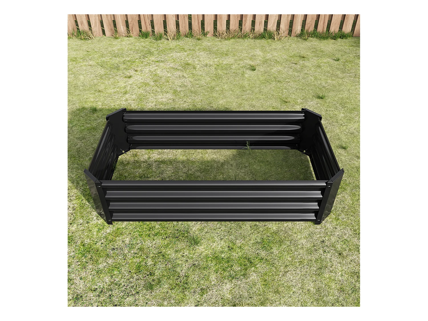 Jardinière en métal, robuste, acier galvanisé, sans fond, pour légumes et fleurs, noir (120x60x30 cm)