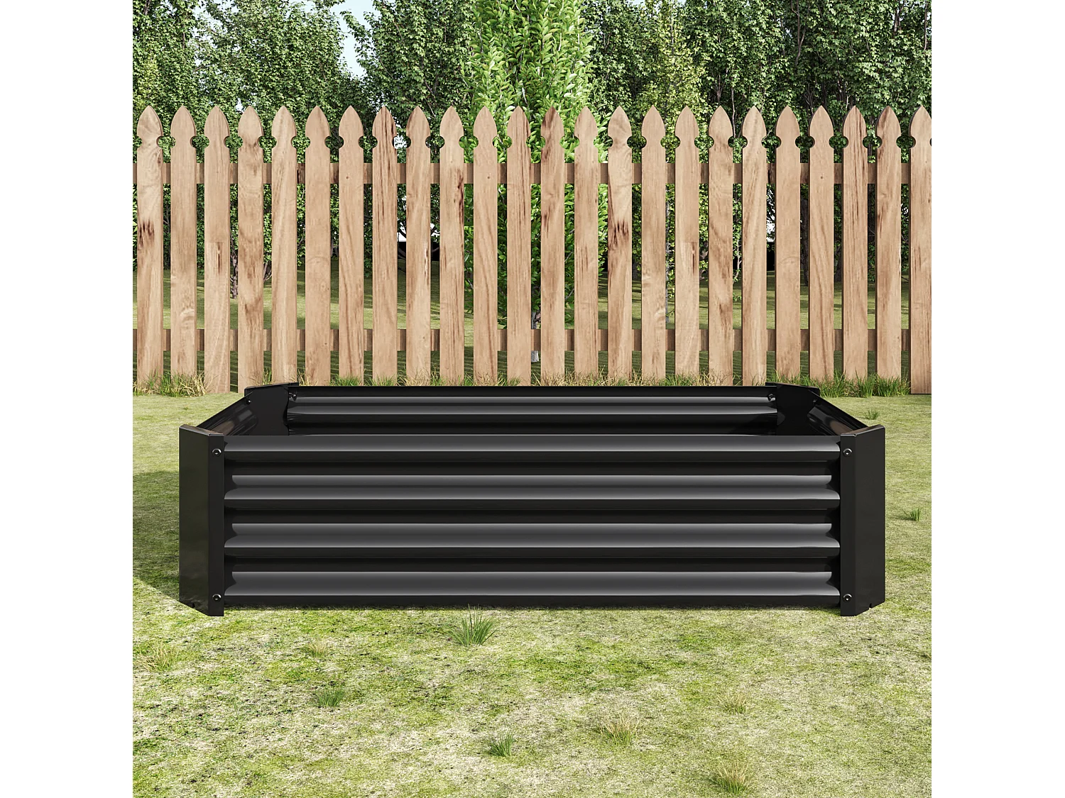 Jardinière en métal, robuste, acier galvanisé, sans fond, pour légumes et fleurs, noir (120x60x30 cm)