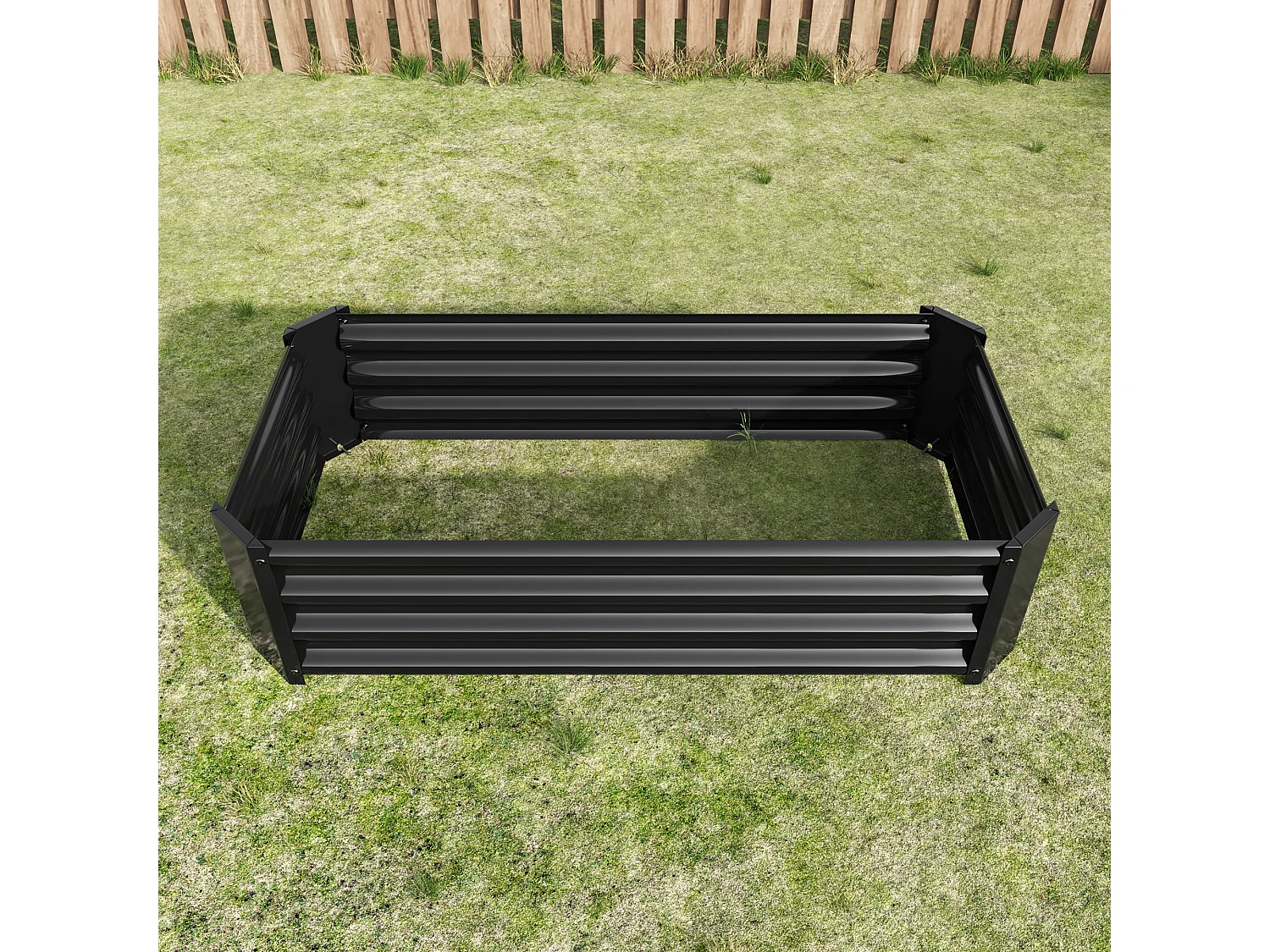 Jardinière en métal, robuste, acier galvanisé, sans fond, pour légumes et fleurs, noir (120x60x30 cm)