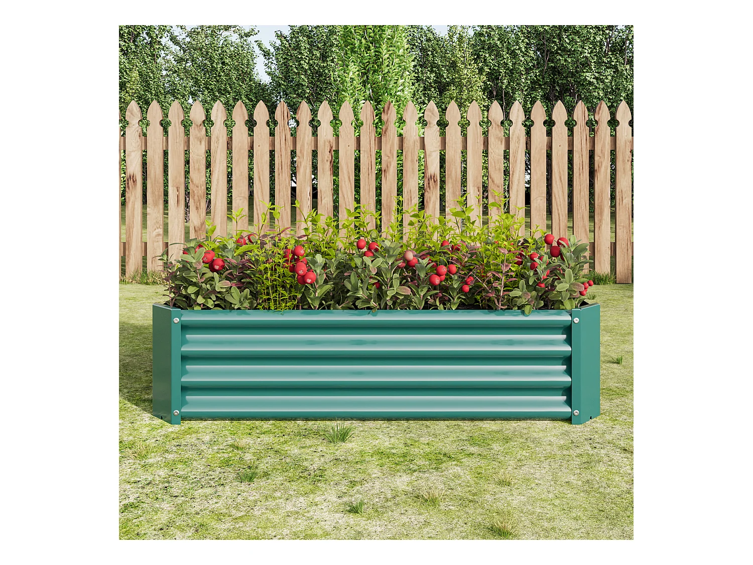 Jardinière en métal, acier galvanisé, sans fond, pour légumes, herbes et fleurs, vert (120x60x30 cm)