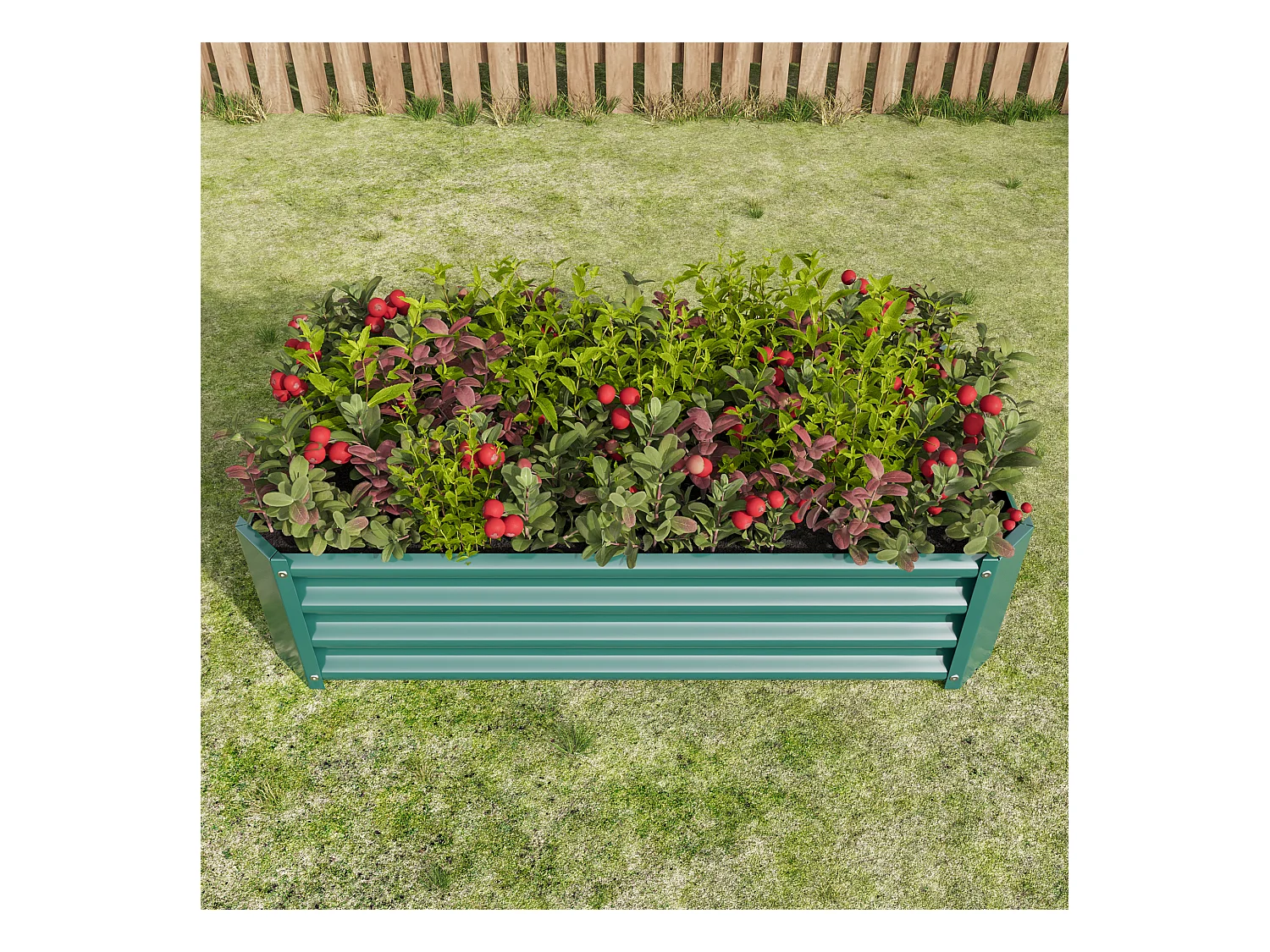 Jardinière en métal, acier galvanisé, sans fond, pour légumes, herbes et fleurs, vert (120x60x30 cm)