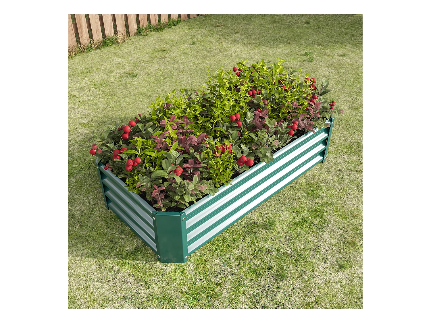 Jardinière en métal, acier galvanisé, sans fond, pour légumes, herbes et fleurs, vert (120x60x30 cm)