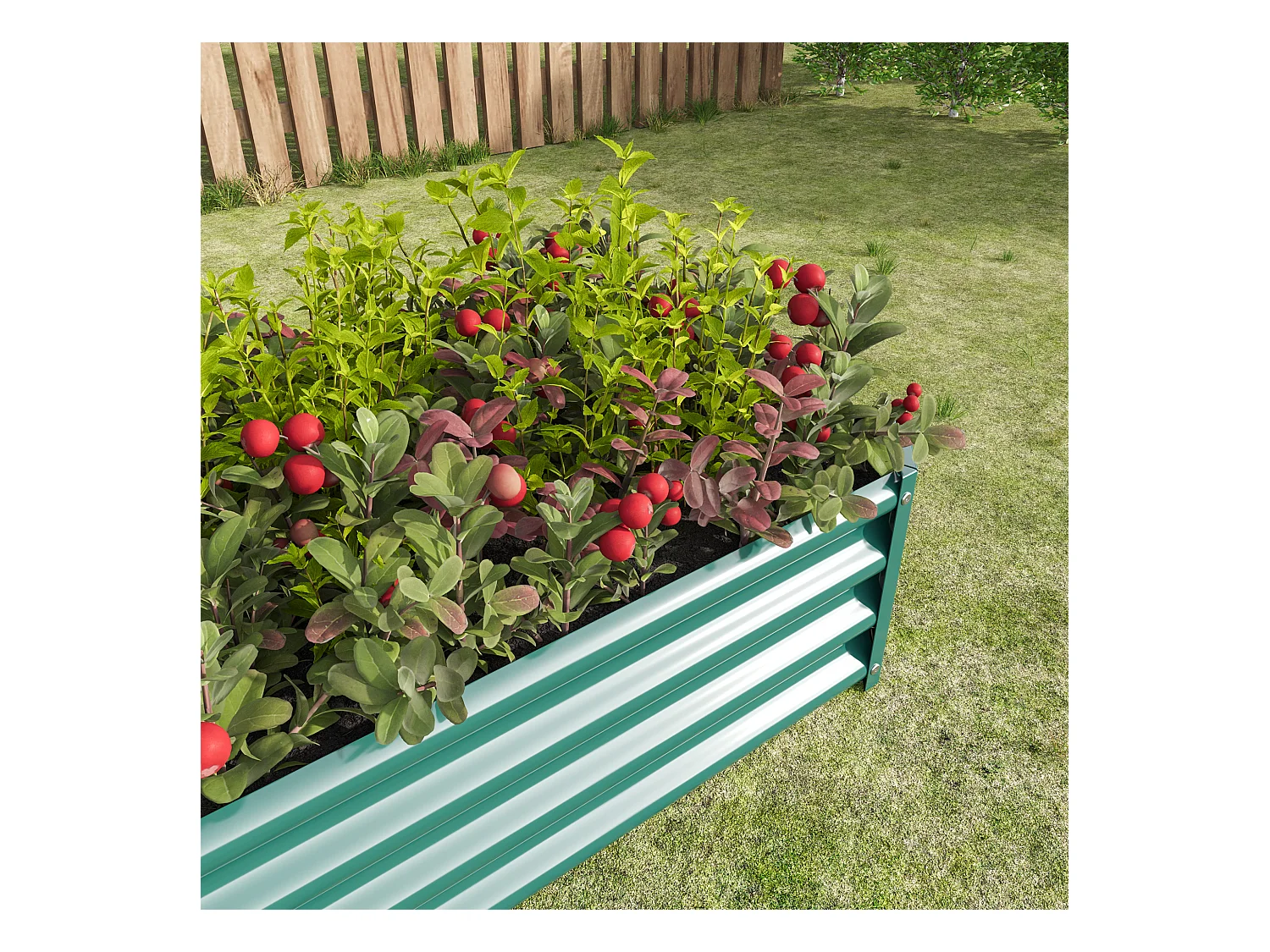 Jardinière en métal, acier galvanisé, sans fond, pour légumes, herbes et fleurs, vert (120x60x30 cm)