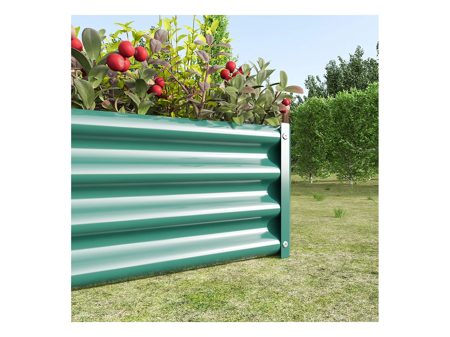 Jardinière en métal, acier galvanisé, sans fond, pour légumes, herbes et fleurs, vert (120x60x30 cm)