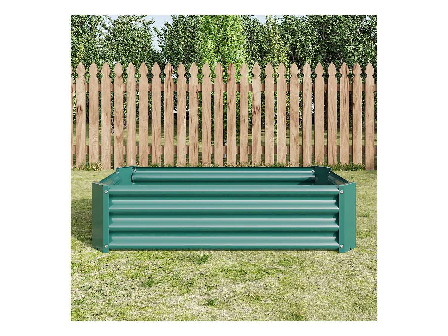 Jardinière en métal, acier galvanisé, sans fond, pour légumes, herbes et fleurs, vert (120x60x30 cm)