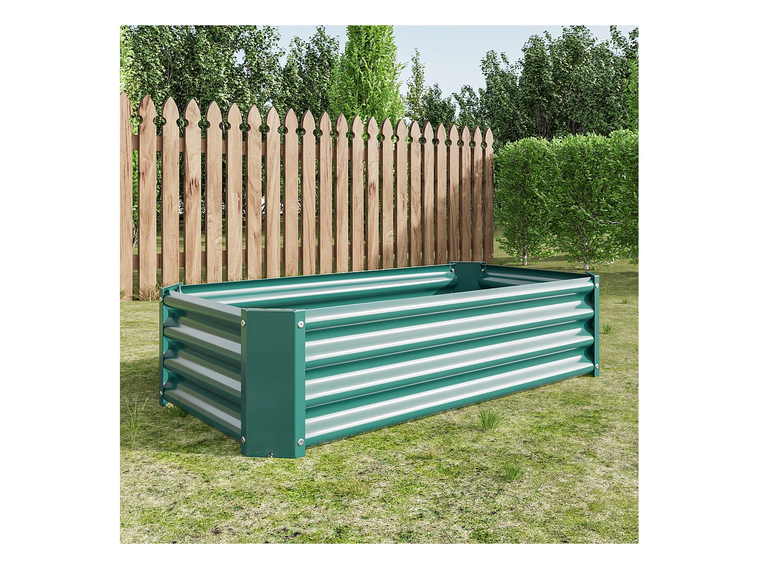 Jardinière en métal, acier galvanisé, sans fond, pour légumes, herbes et fleurs, vert (120x60x30 cm)