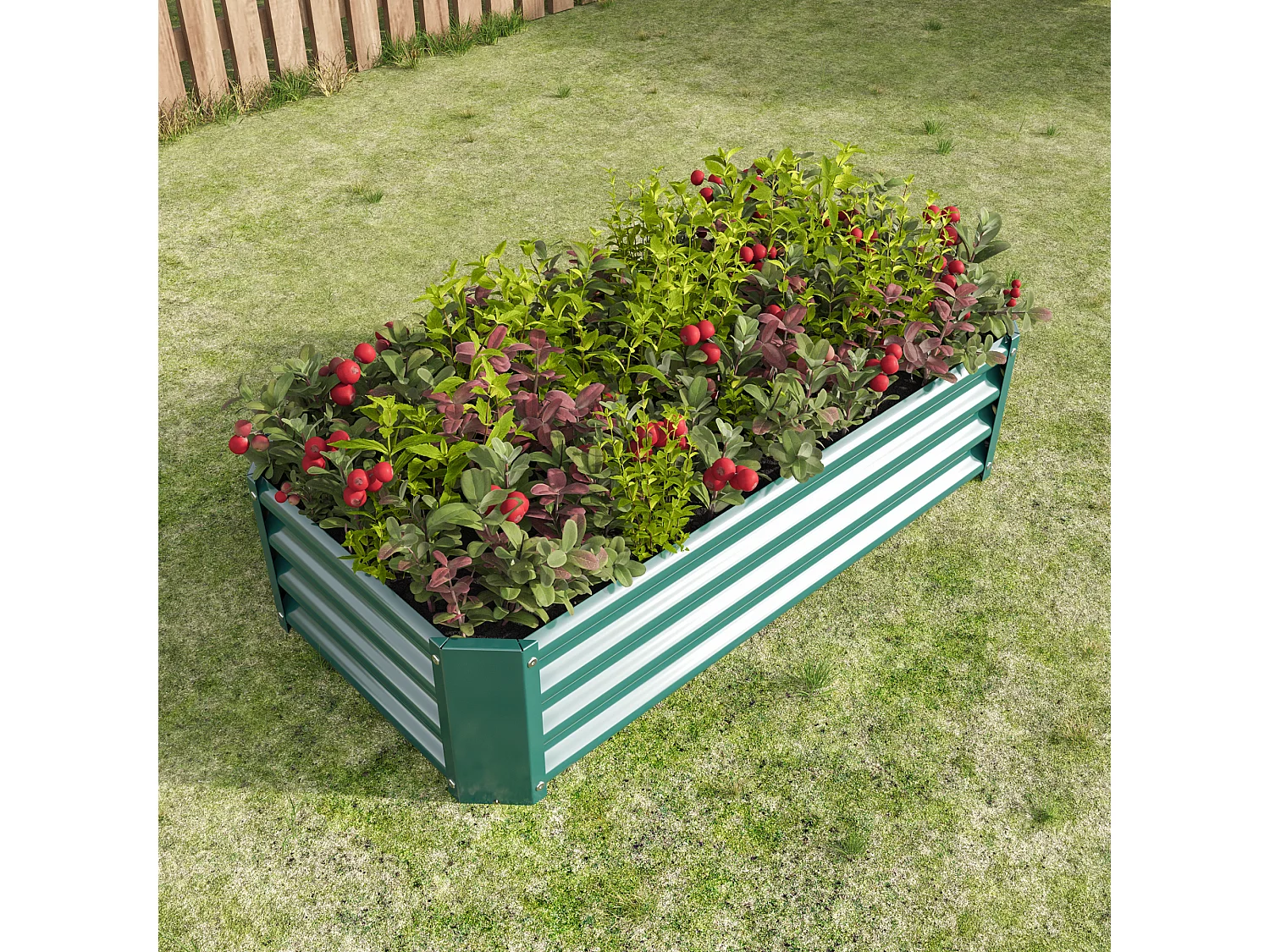 Jardinière en métal, acier galvanisé, sans fond, pour légumes, herbes et fleurs, vert (120x60x30 cm)