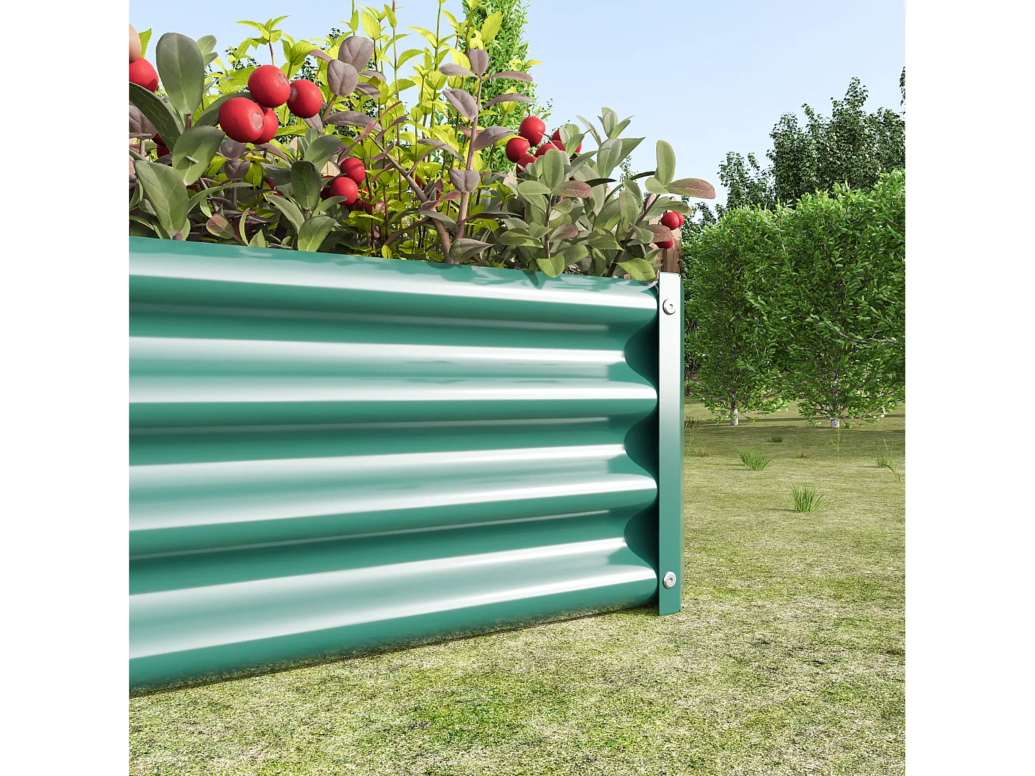 Jardinière en métal, acier galvanisé, sans fond, pour légumes, herbes et fleurs, vert (120x60x30 cm)