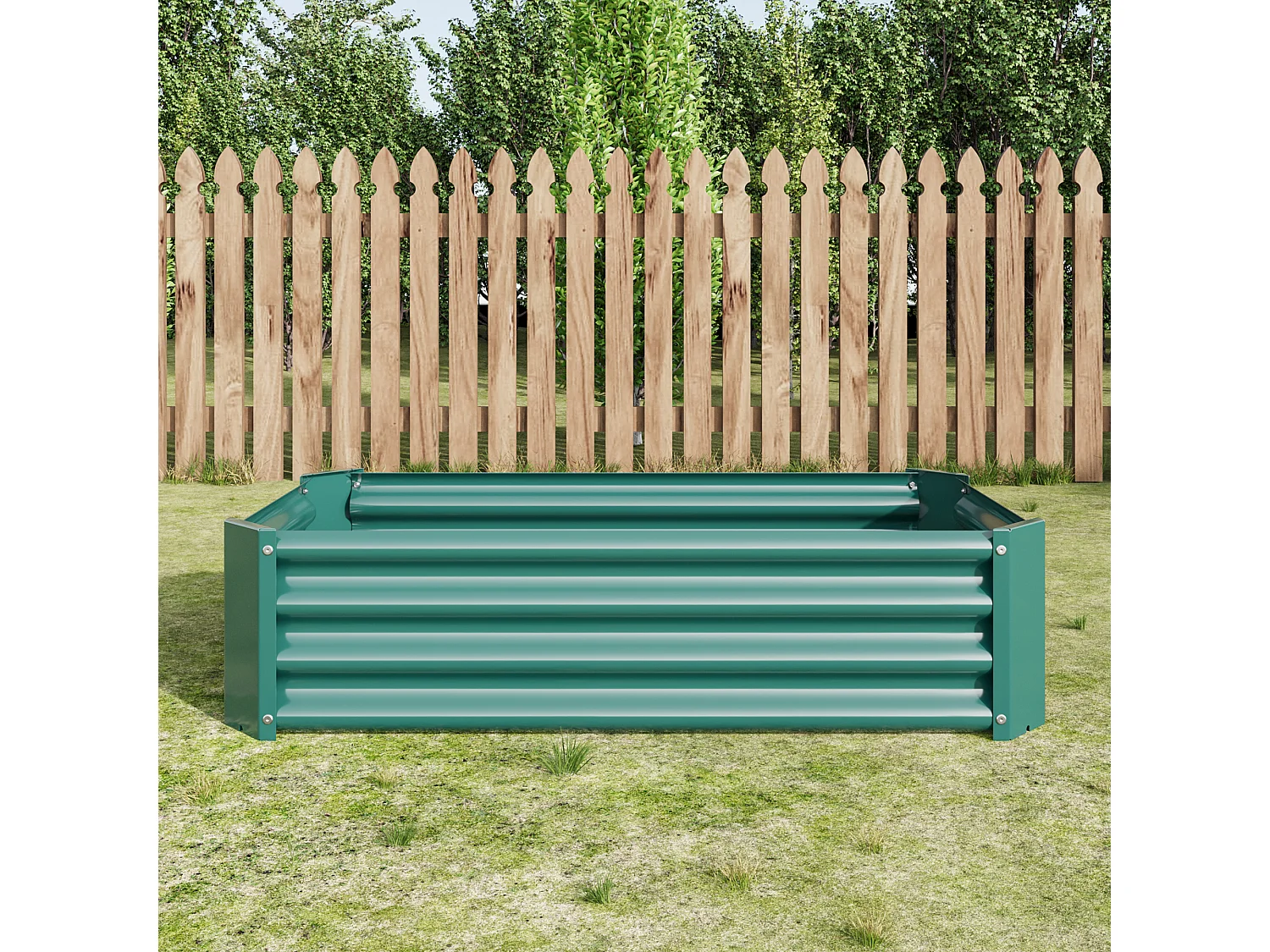 Jardinière en métal, acier galvanisé, sans fond, pour légumes, herbes et fleurs, vert (120x60x30 cm)