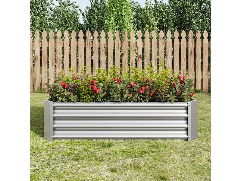 Fioriera in metallo, acciaio zincato, senza base, per ortaggi, fiori ed erbe aromatiche, nera (120x60x30 cm)