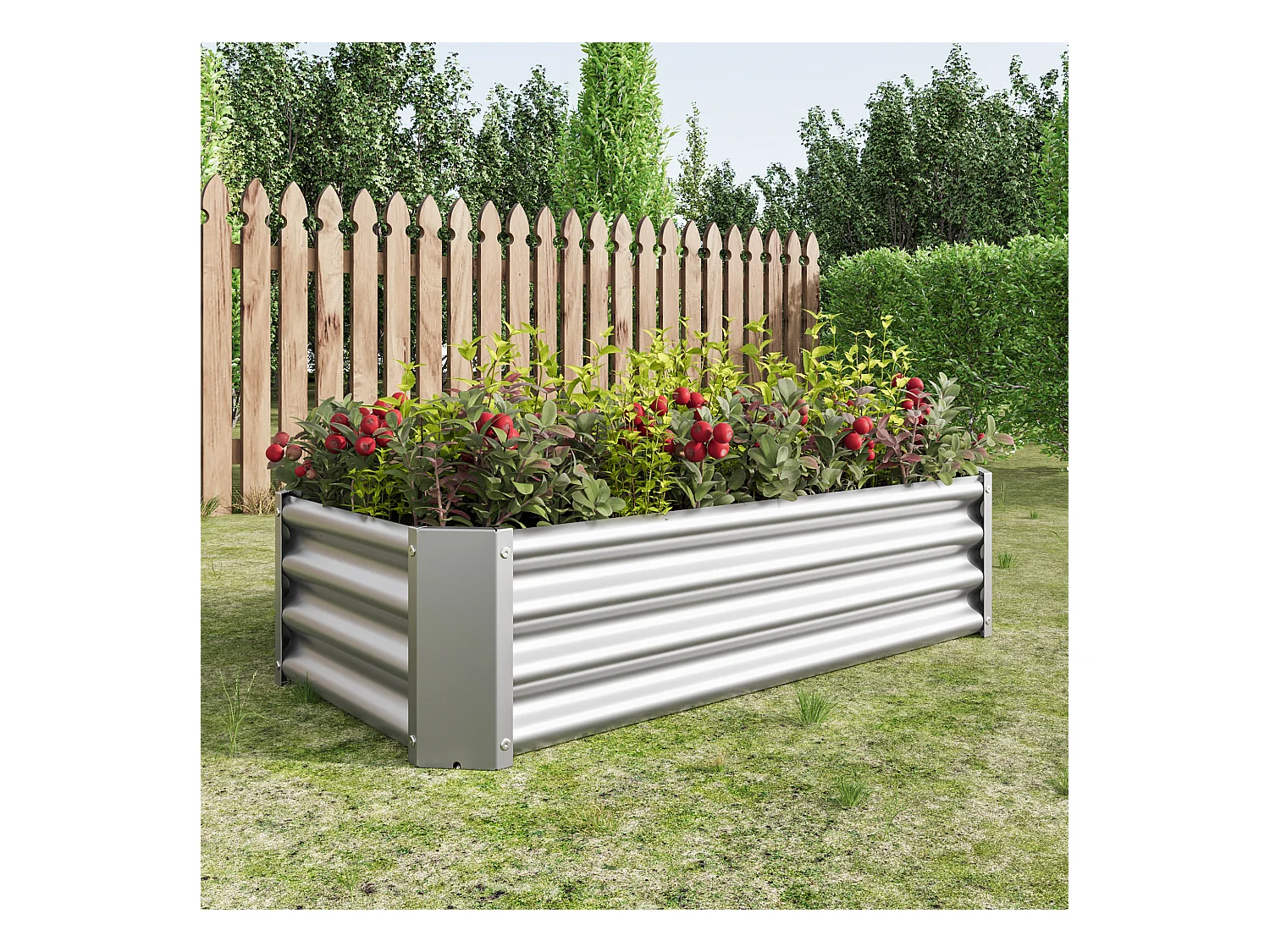 Jardinière  en métal, acier galvanisé, sans fond, pour légumes, fleurs et herbes, noir (120x60x30 cm)